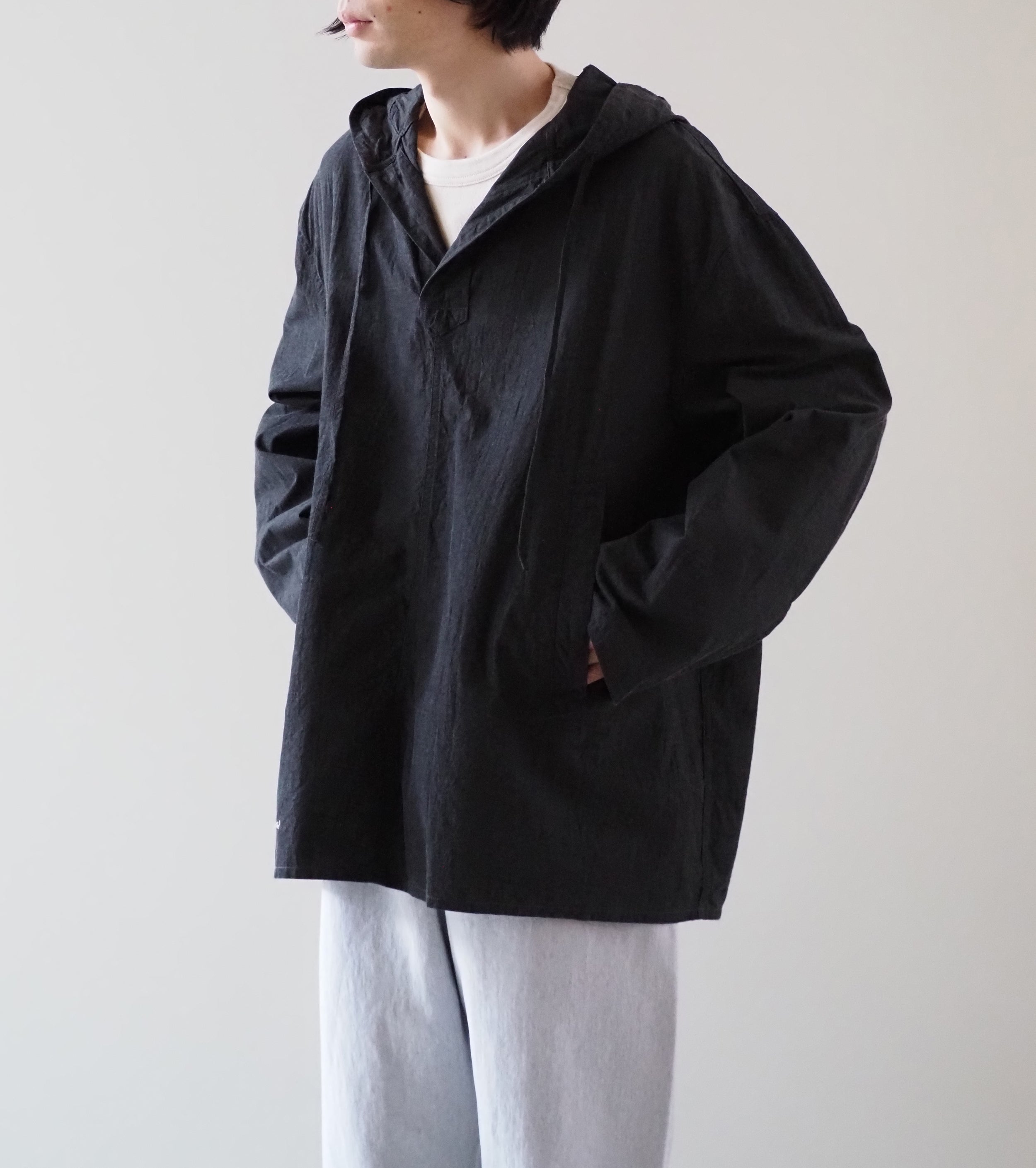 blurhms Hard Twist Cotton Linen Snow Parka, Heather Black