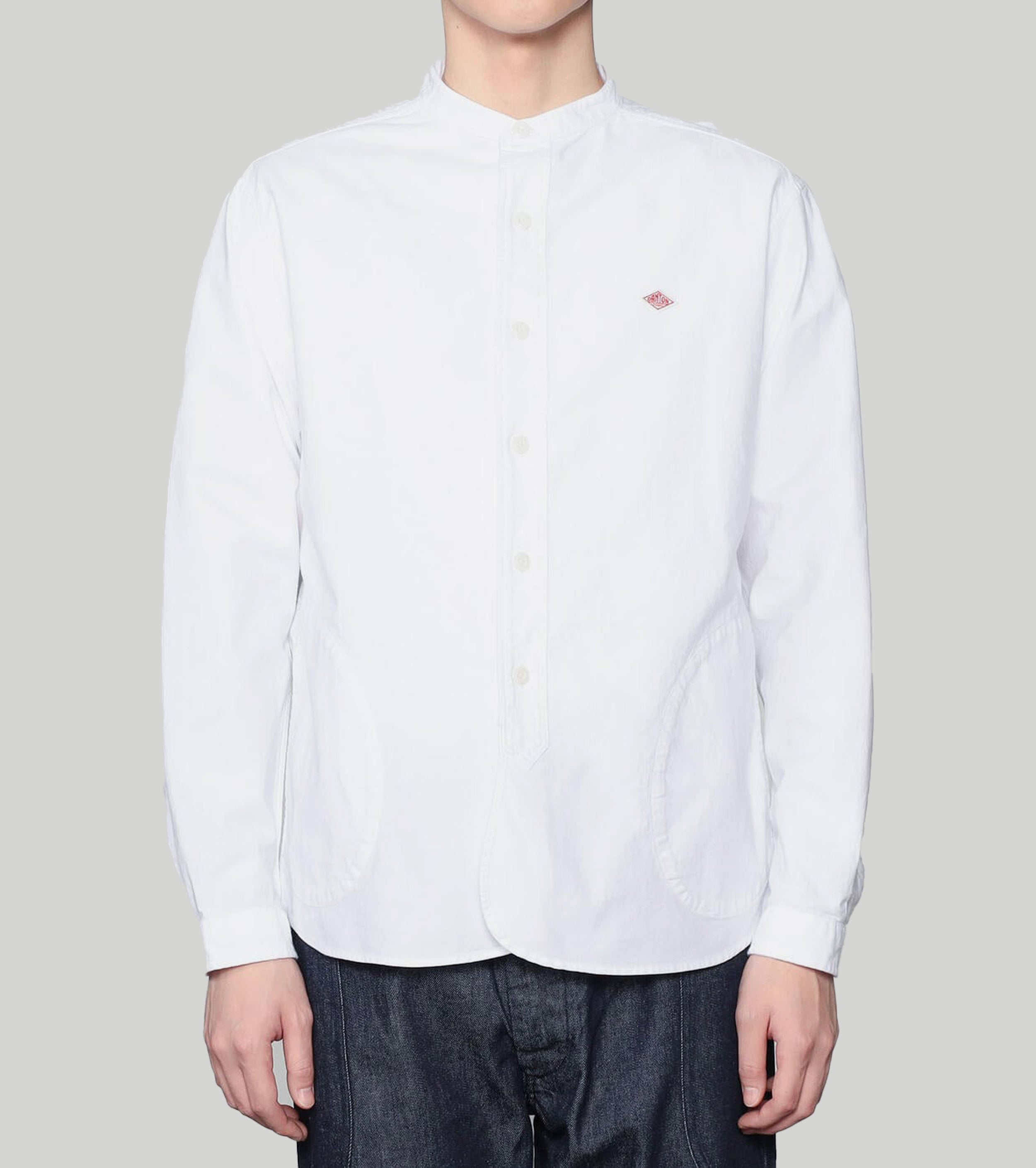 DANTON オックスフォード バンドカラーシャツ , White