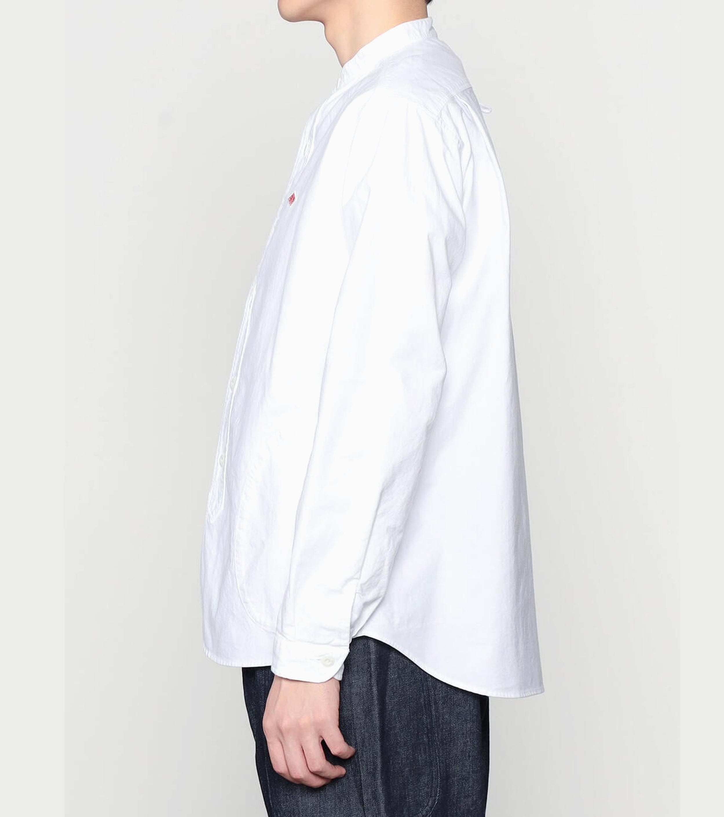DANTON オックスフォード バンドカラーシャツ , White