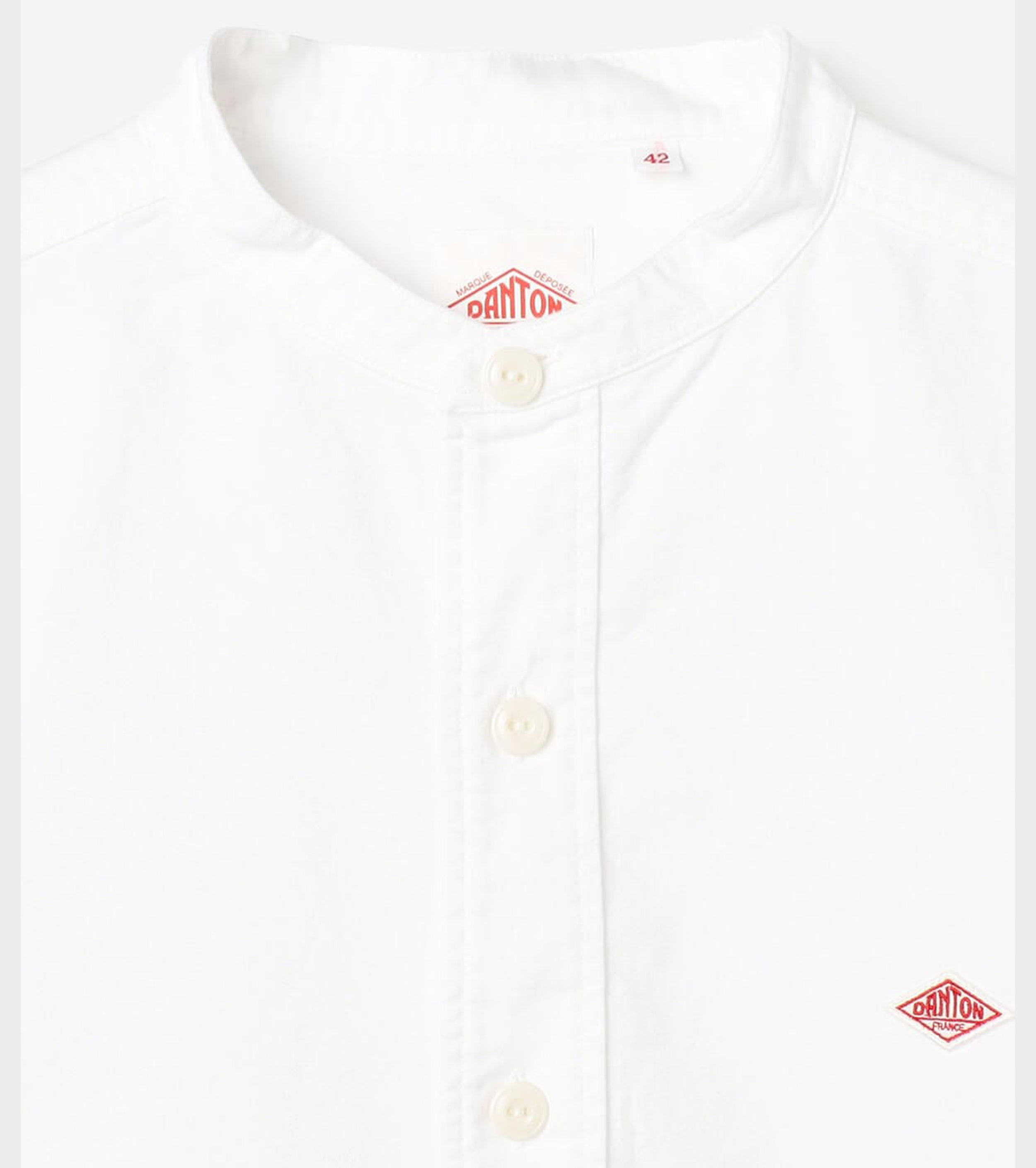 DANTON オックスフォード バンドカラーシャツ , White