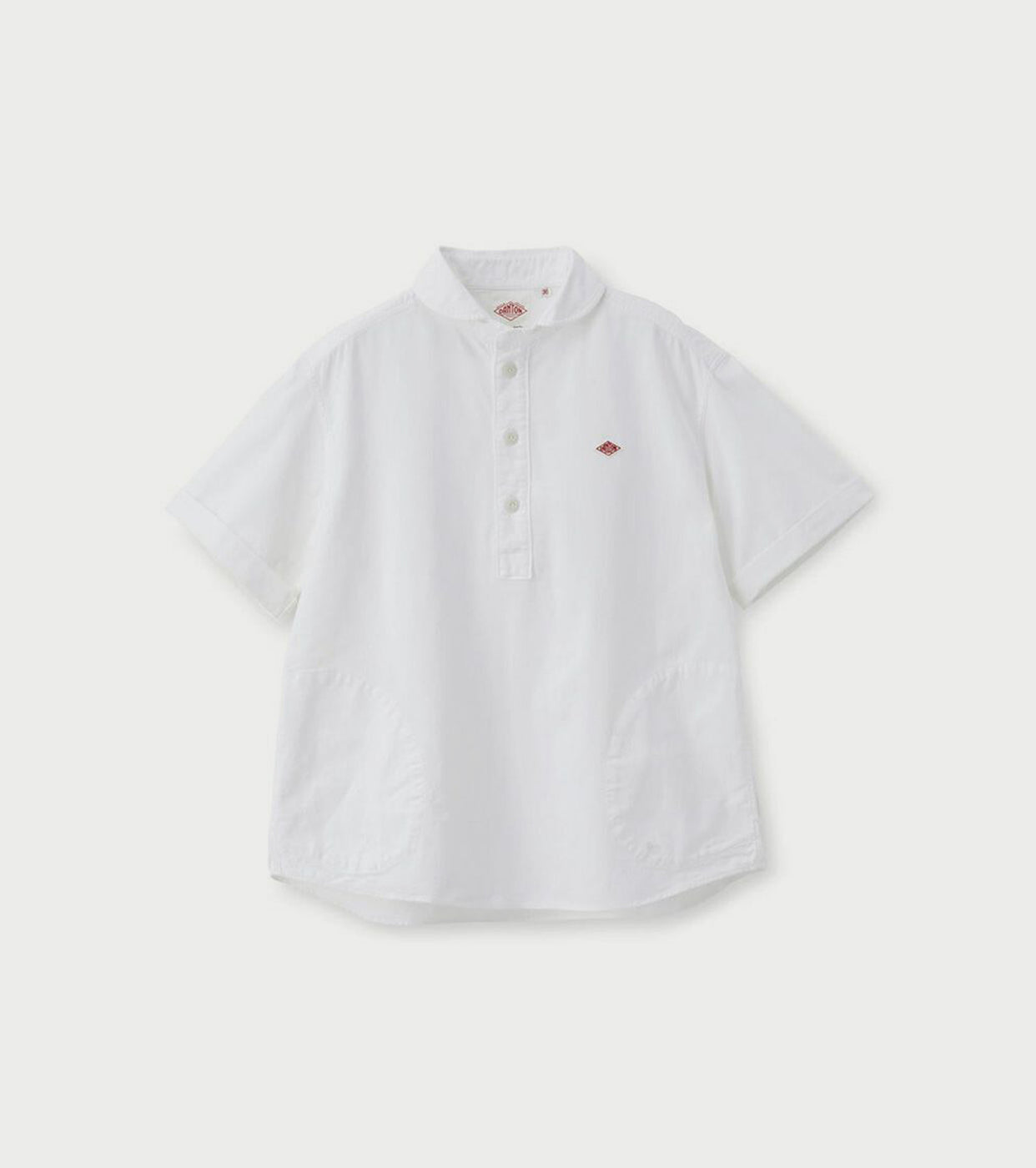 DANTON オックスフォード ラウンドカラー ショートスリーブ プルオーバー シャツ , White