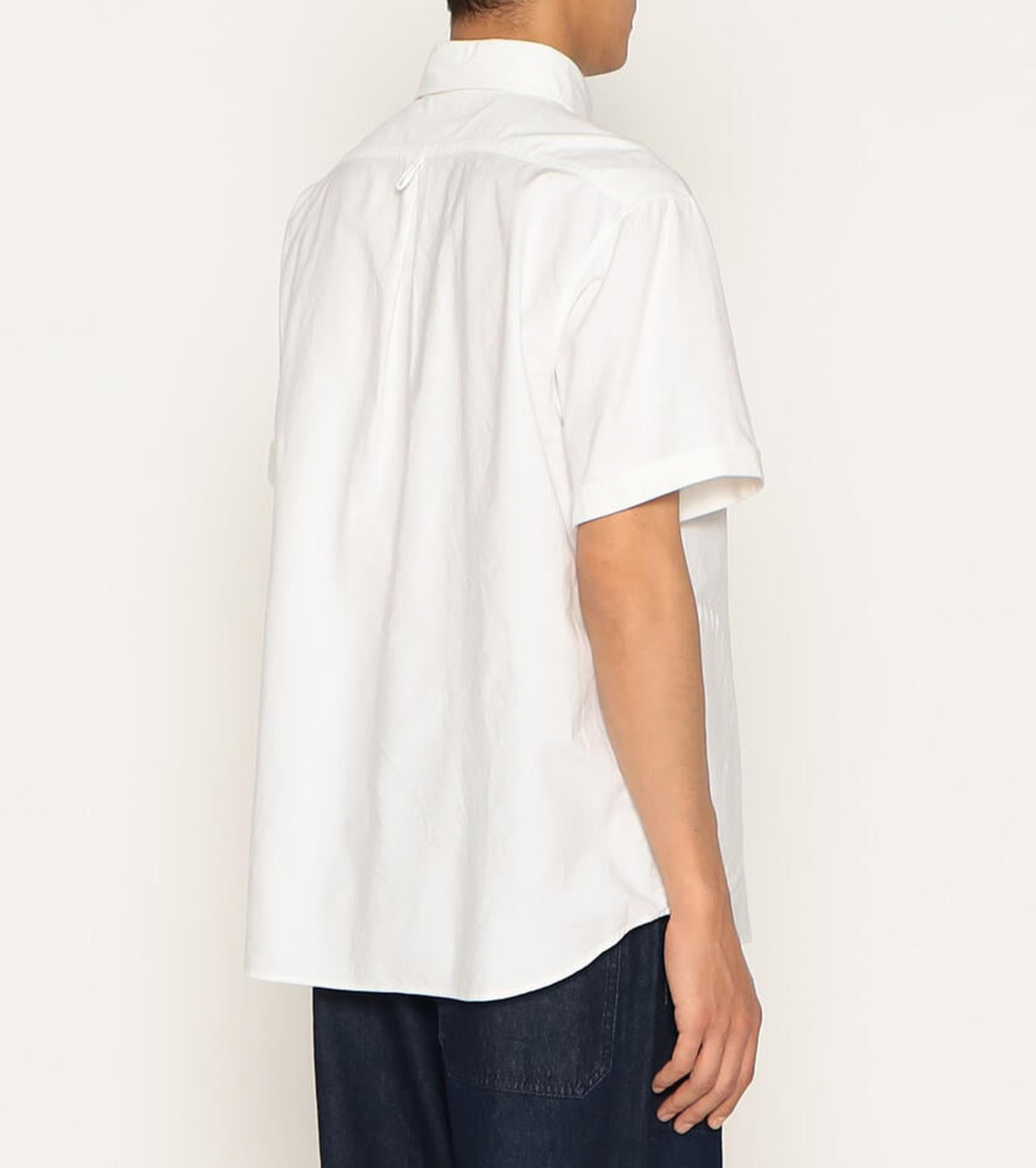 DANTON オックスフォード ラウンドカラー ショートスリーブ プルオーバー シャツ , White