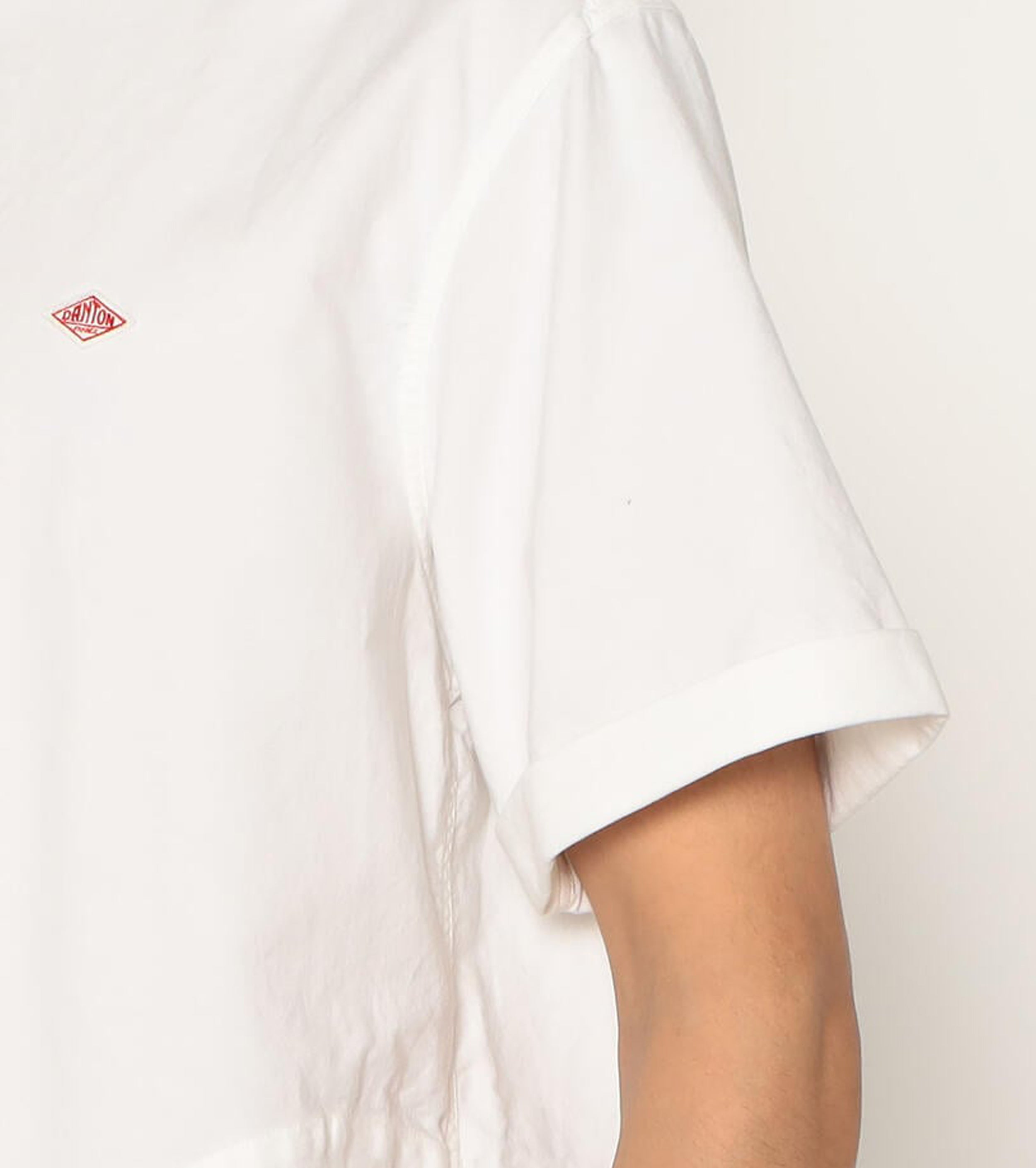 DANTON オックスフォード ラウンドカラー ショートスリーブ プルオーバー シャツ , White