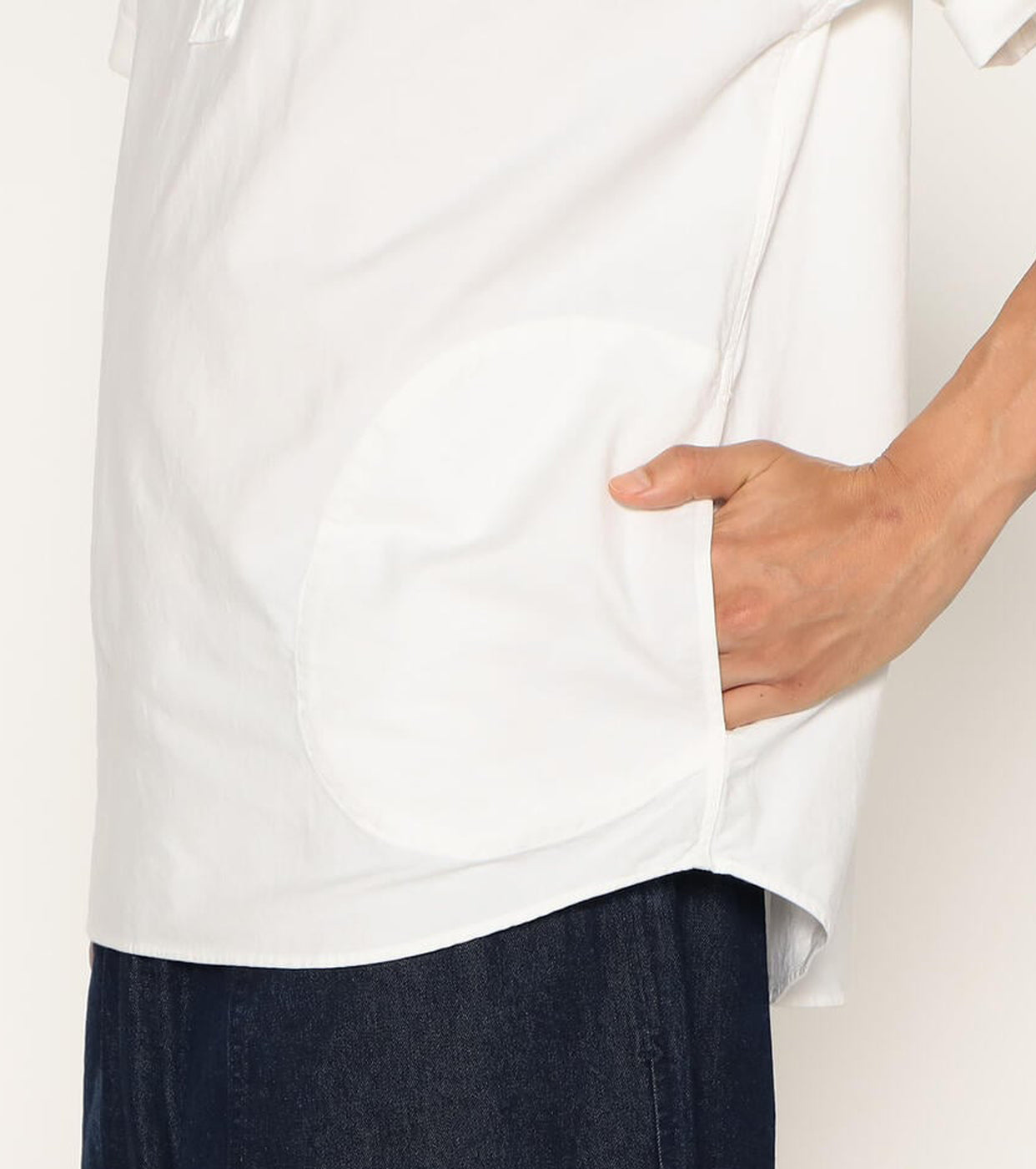 DANTON オックスフォード ラウンドカラー ショートスリーブ プルオーバー シャツ , White