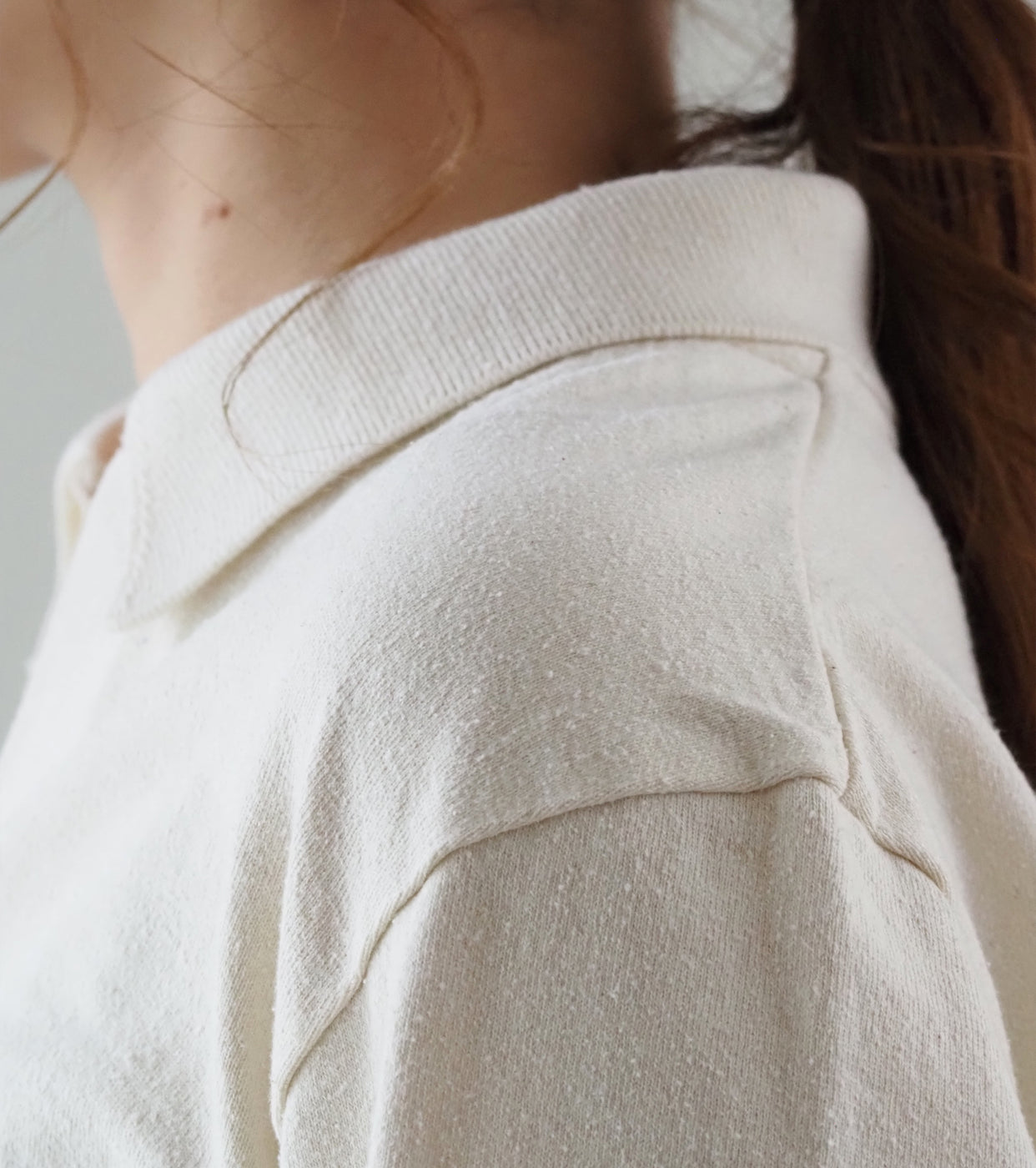 blurhms Women's シルクネップ スキッパー クロップド スリーブ , Ivory