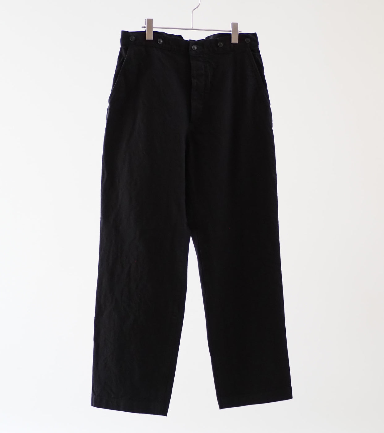 COMOLI ブラック デニム オーバー パンツ, Black