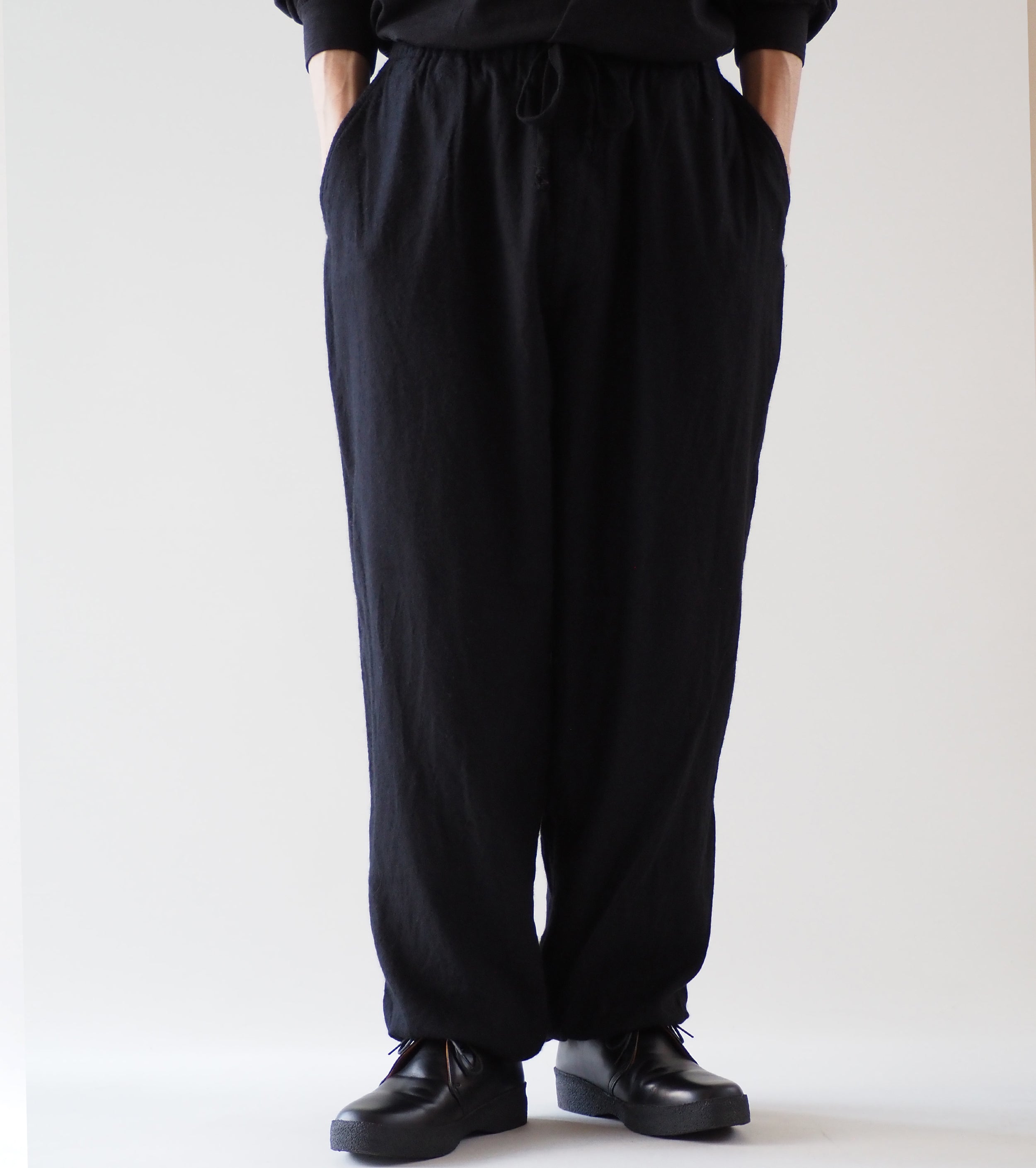 COMOLI Cashmere Silk Drawstring Pants, Navy