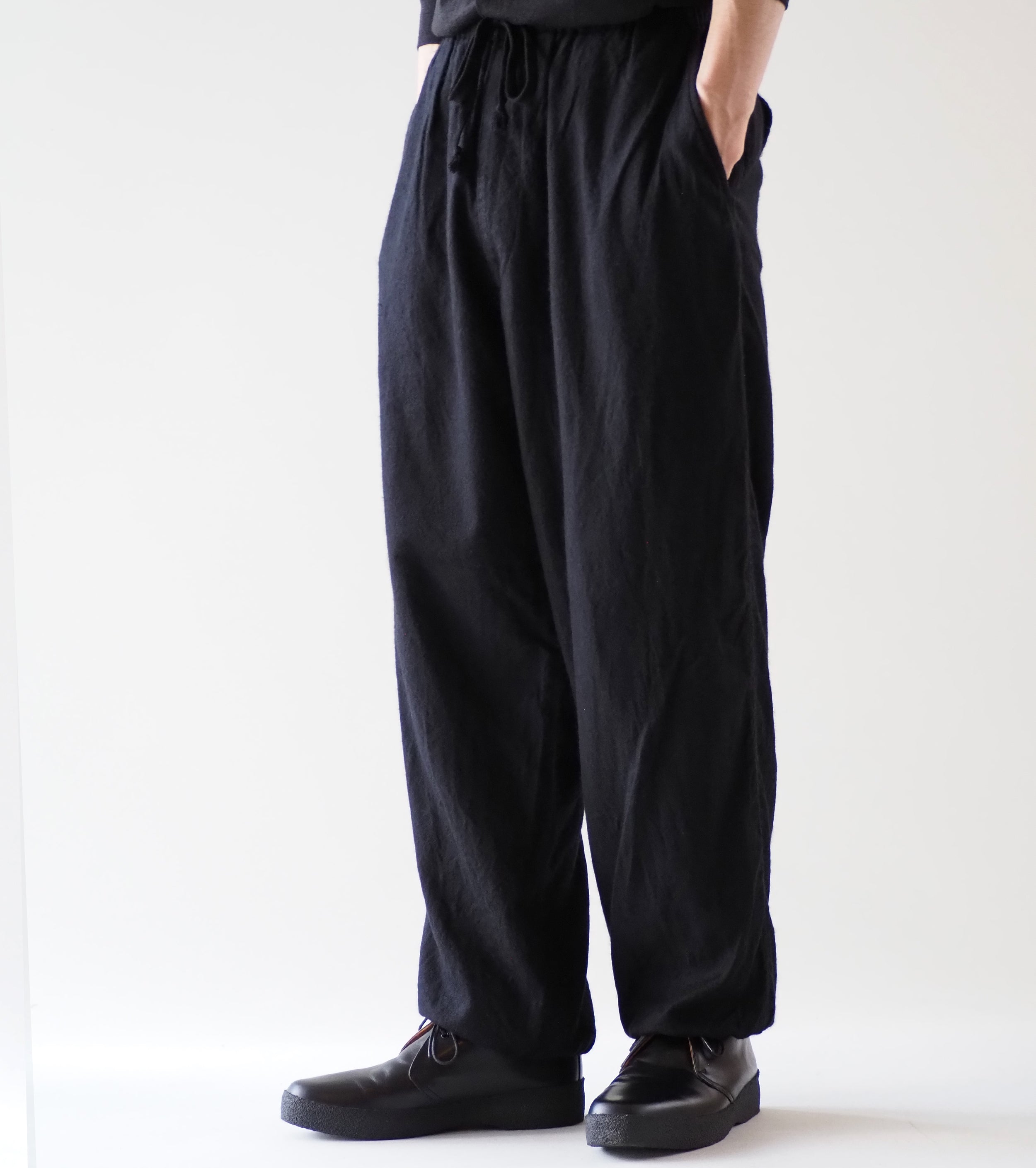 COMOLI Cashmere Silk Drawstring Pants, Navy