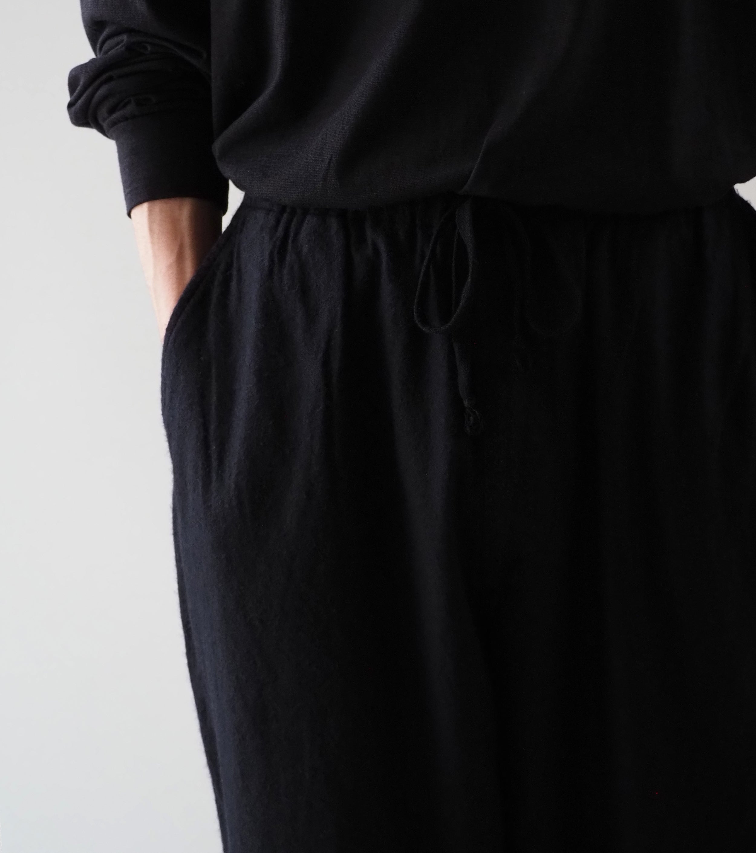 COMOLI Cashmere Silk Drawstring Pants, Navy