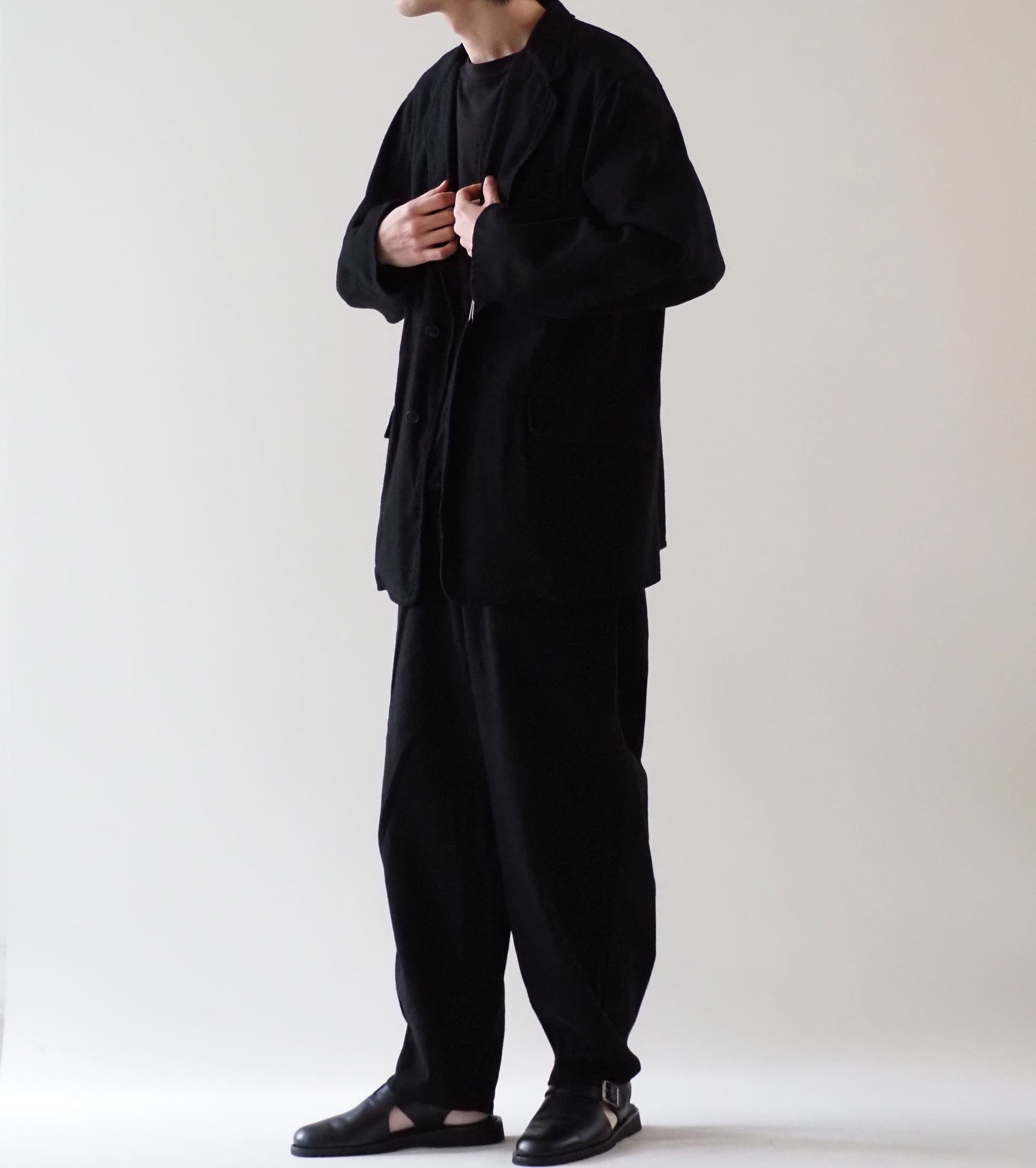 COMOLI Black Drill Tapered Pants , Black