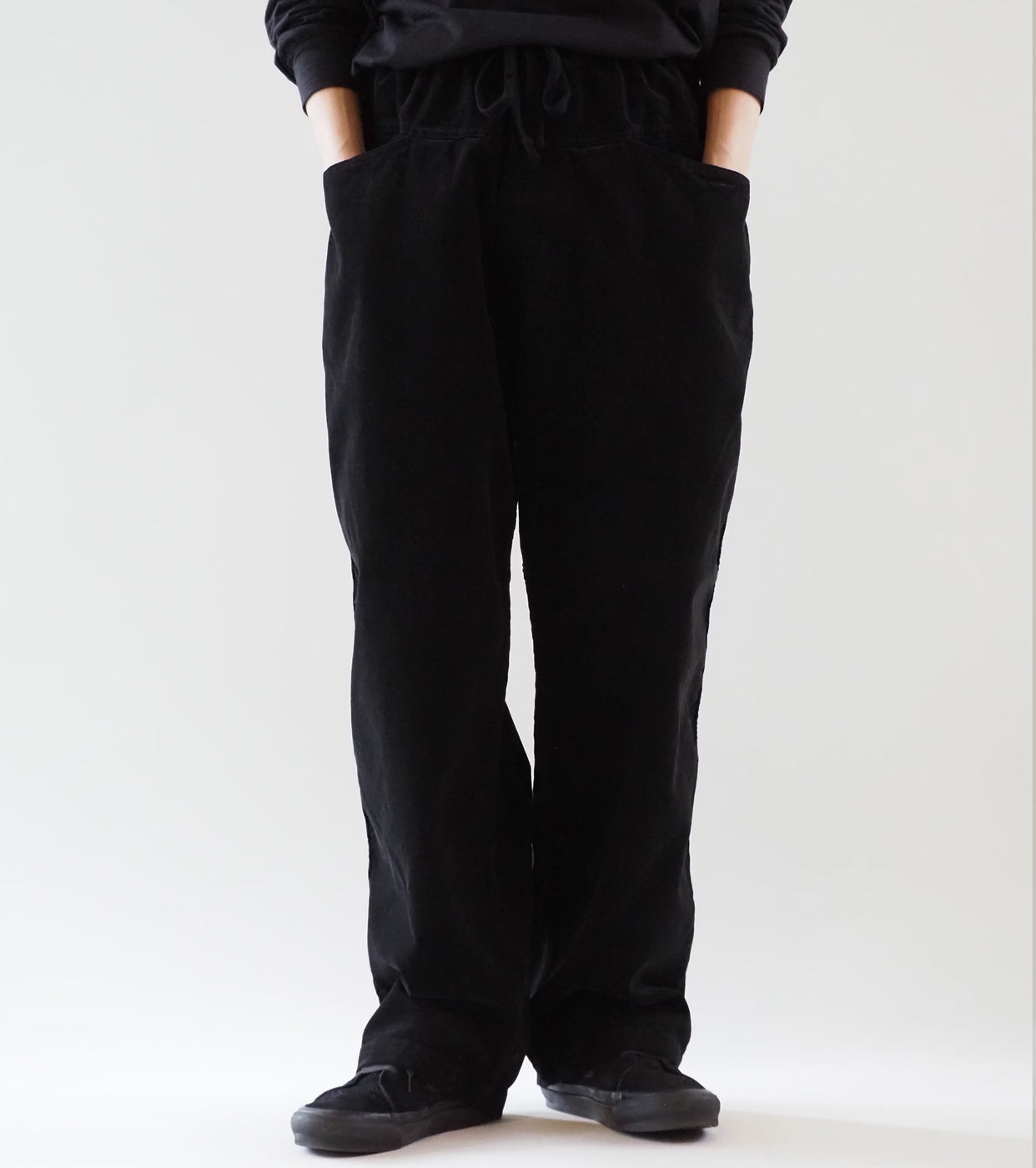 COMOLI コーデュロイ  ドローストリング パンツ , Black