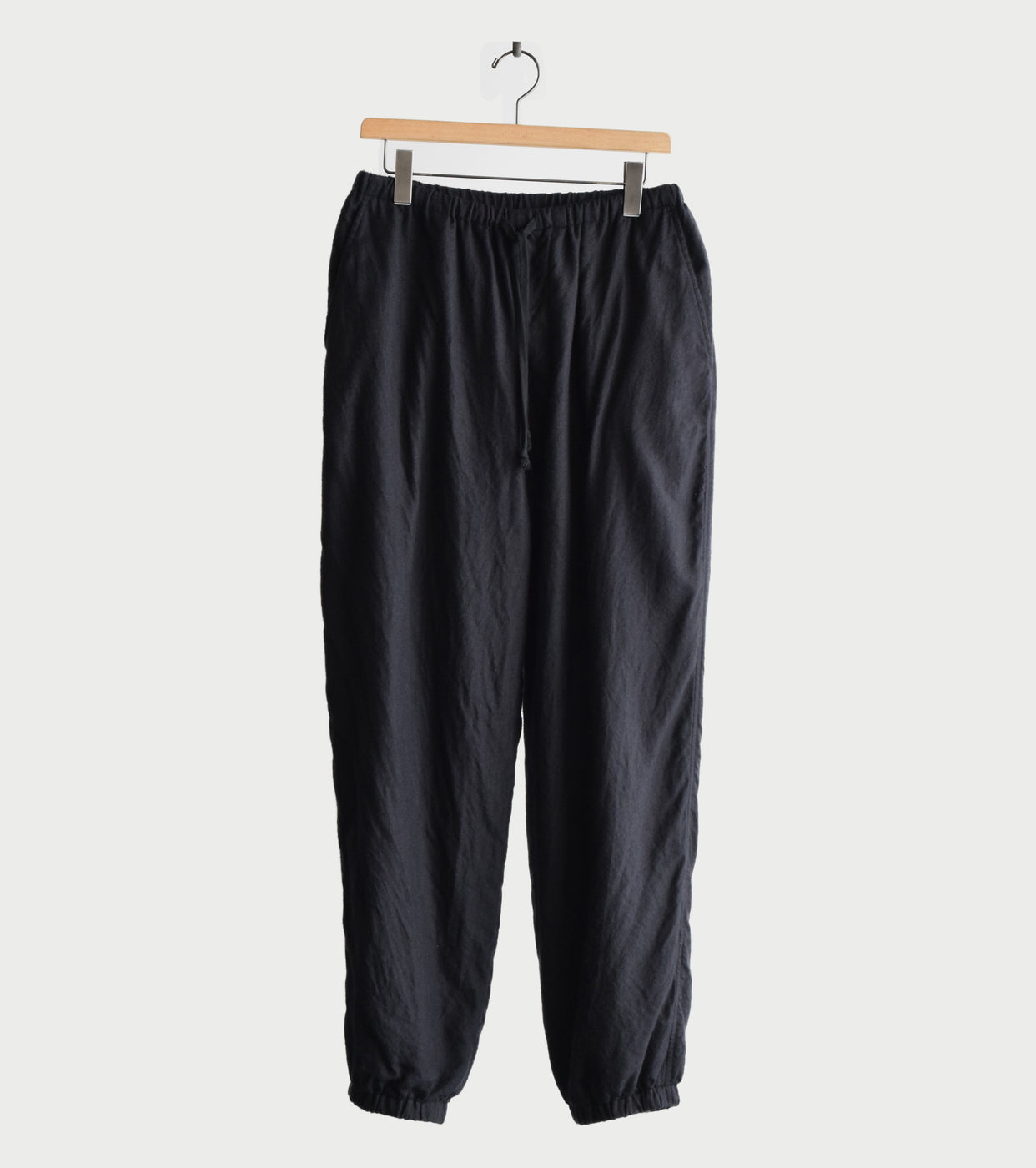 COMOLI カシミヤ シルク 製品染 ドローストリングパンツ, Navy