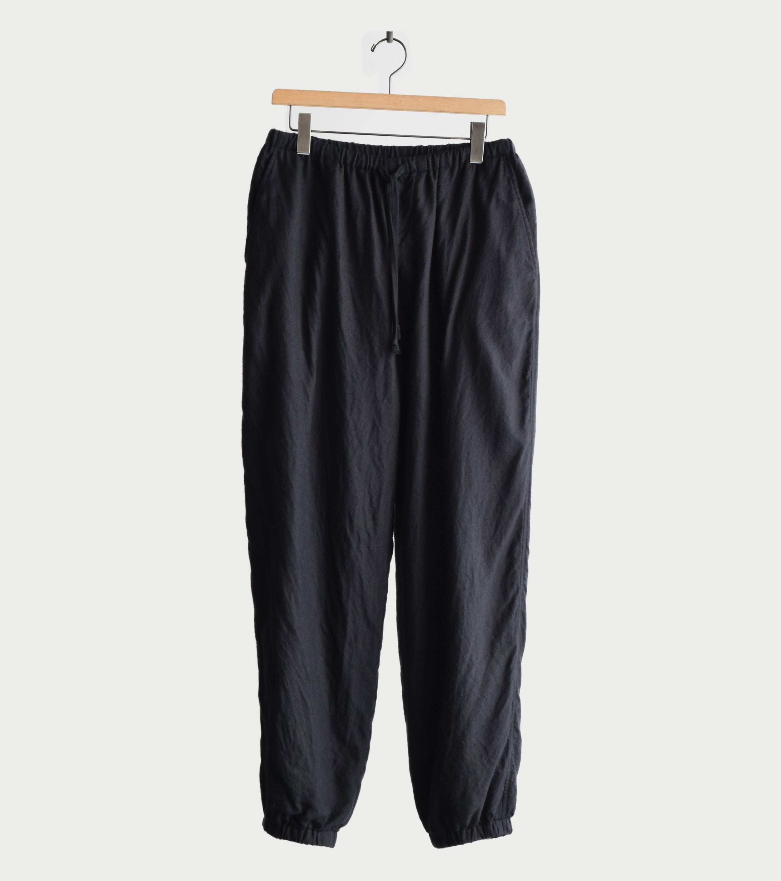 COMOLI カシミヤ シルク 製品染 ドローストリングパンツ, Navy