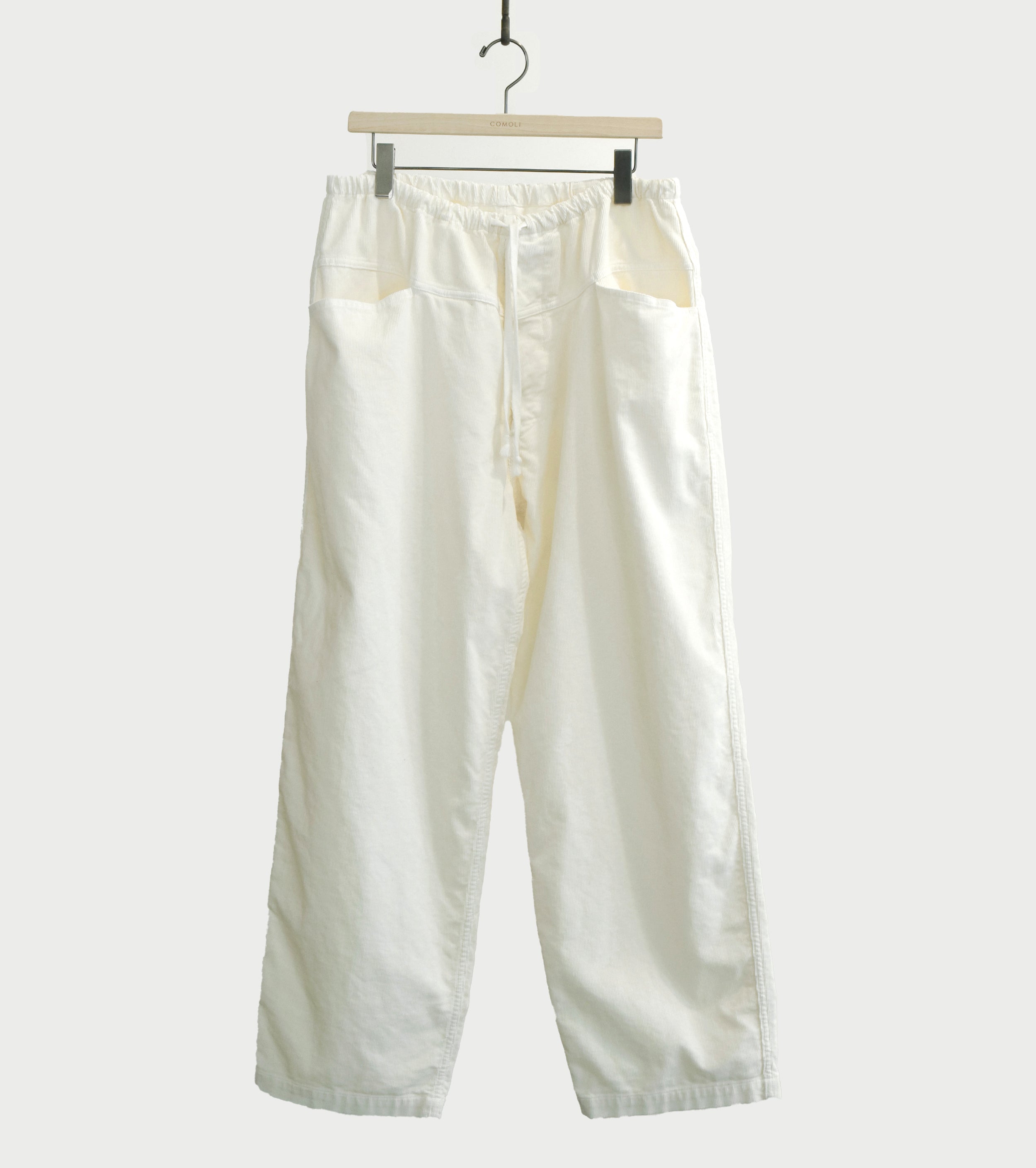 COMOLI コーデュロイ  ドローストリング パンツ , White