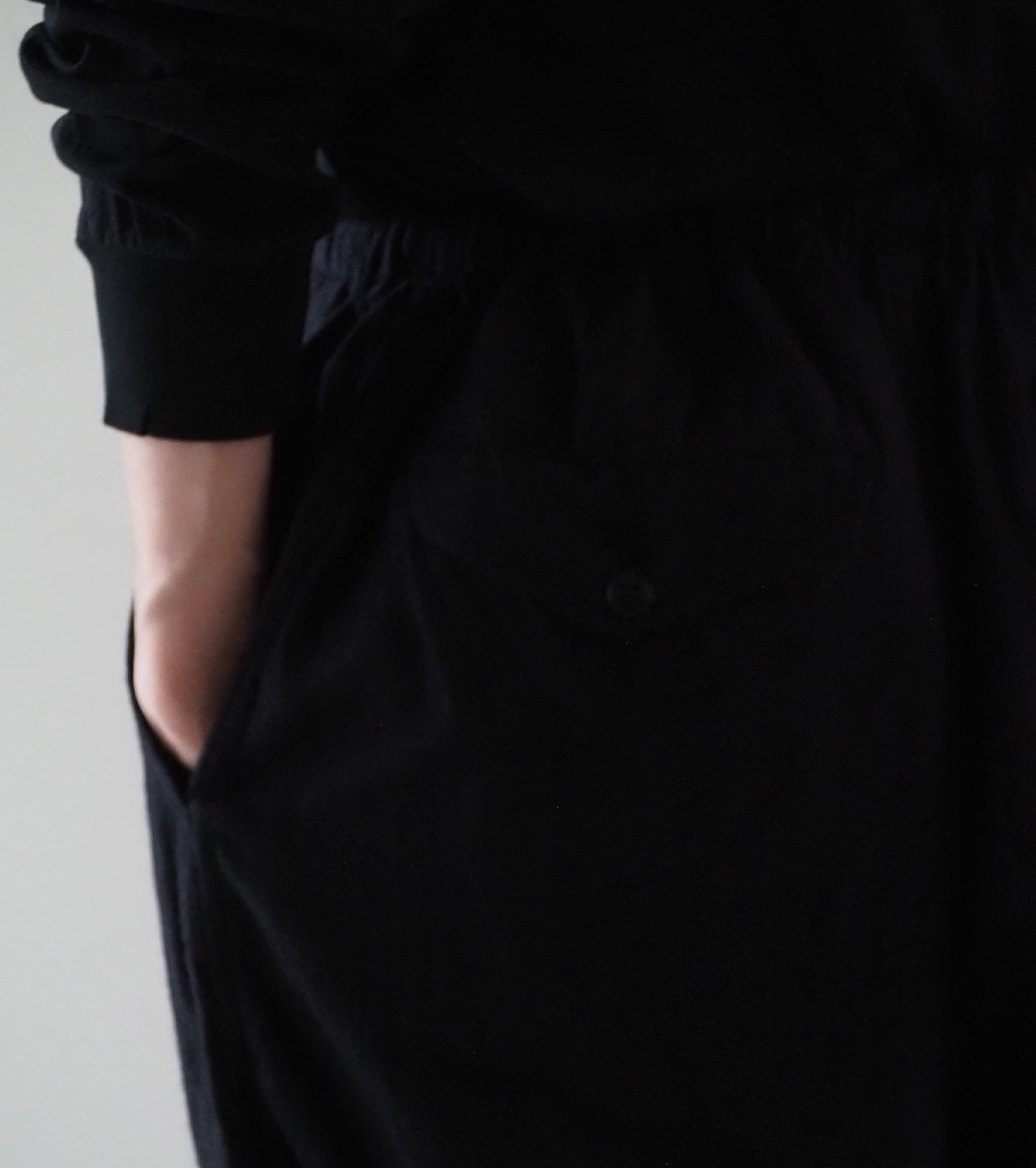 COMOLI カシミヤ シルク 製品染 ドローストリングパンツ, Navy
