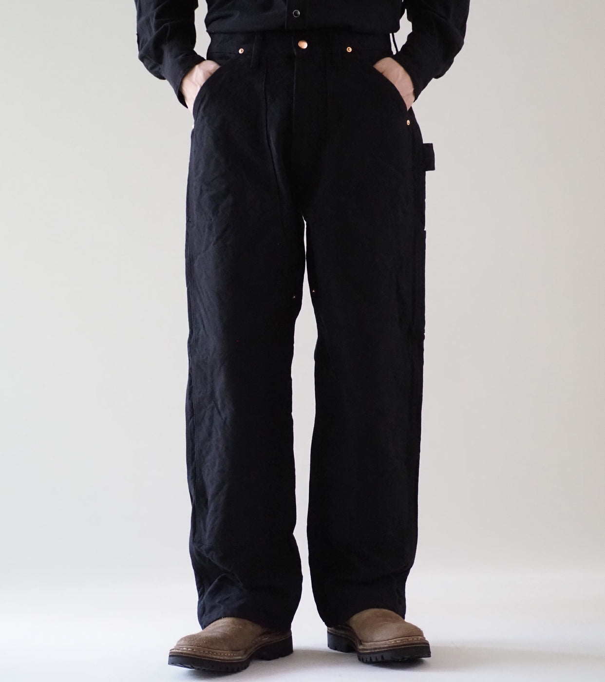 COMOLI コットン ダックペインターパンツ, Black