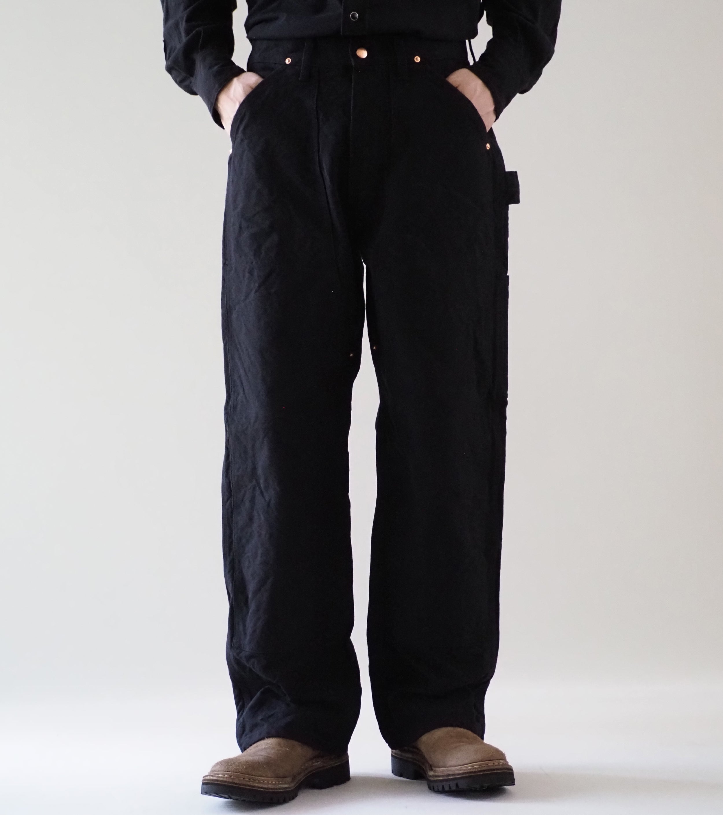 COMOLI コットン ダックペインターパンツ, Black