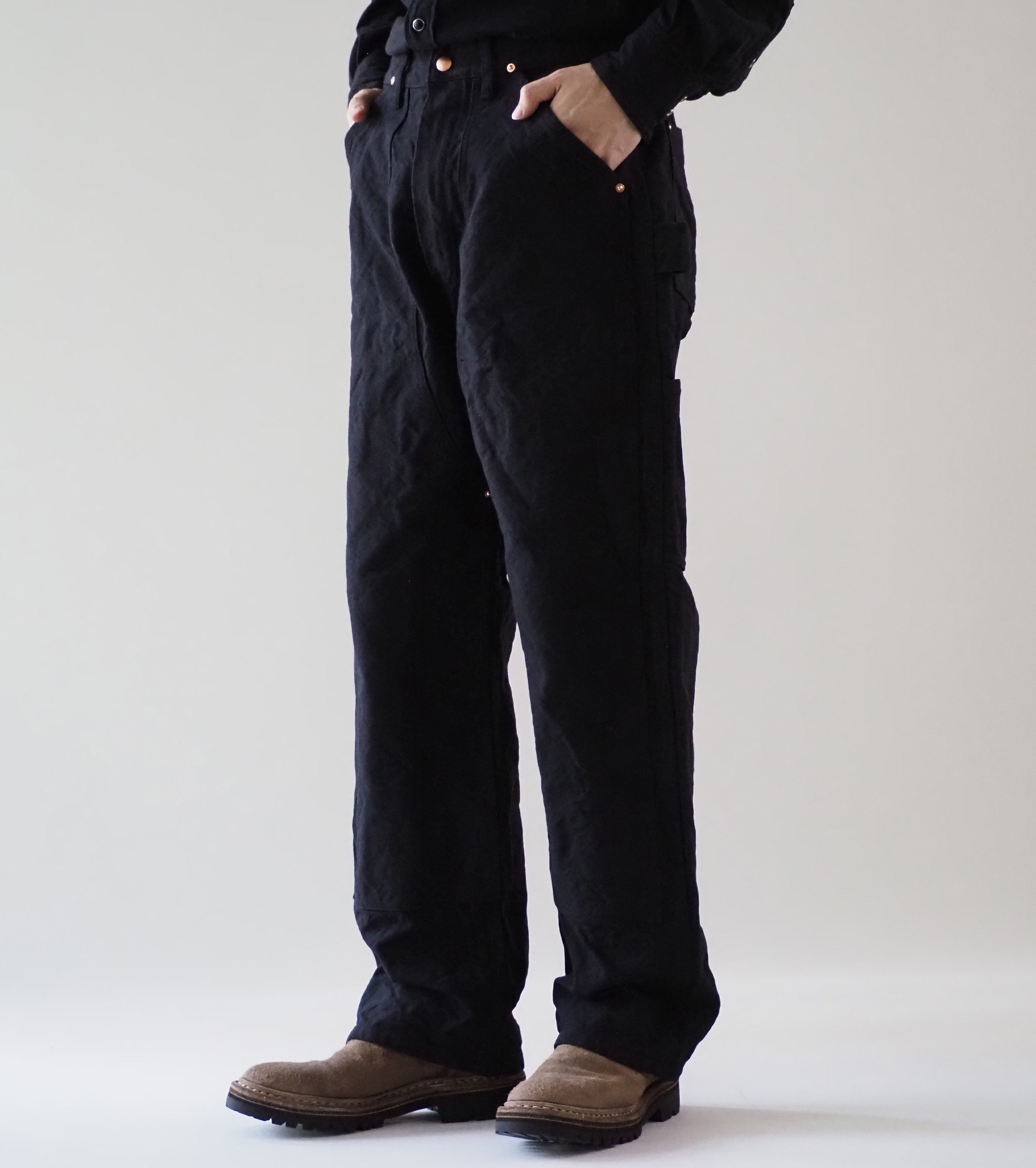 COMOLI コットン ダックペインターパンツ, Black