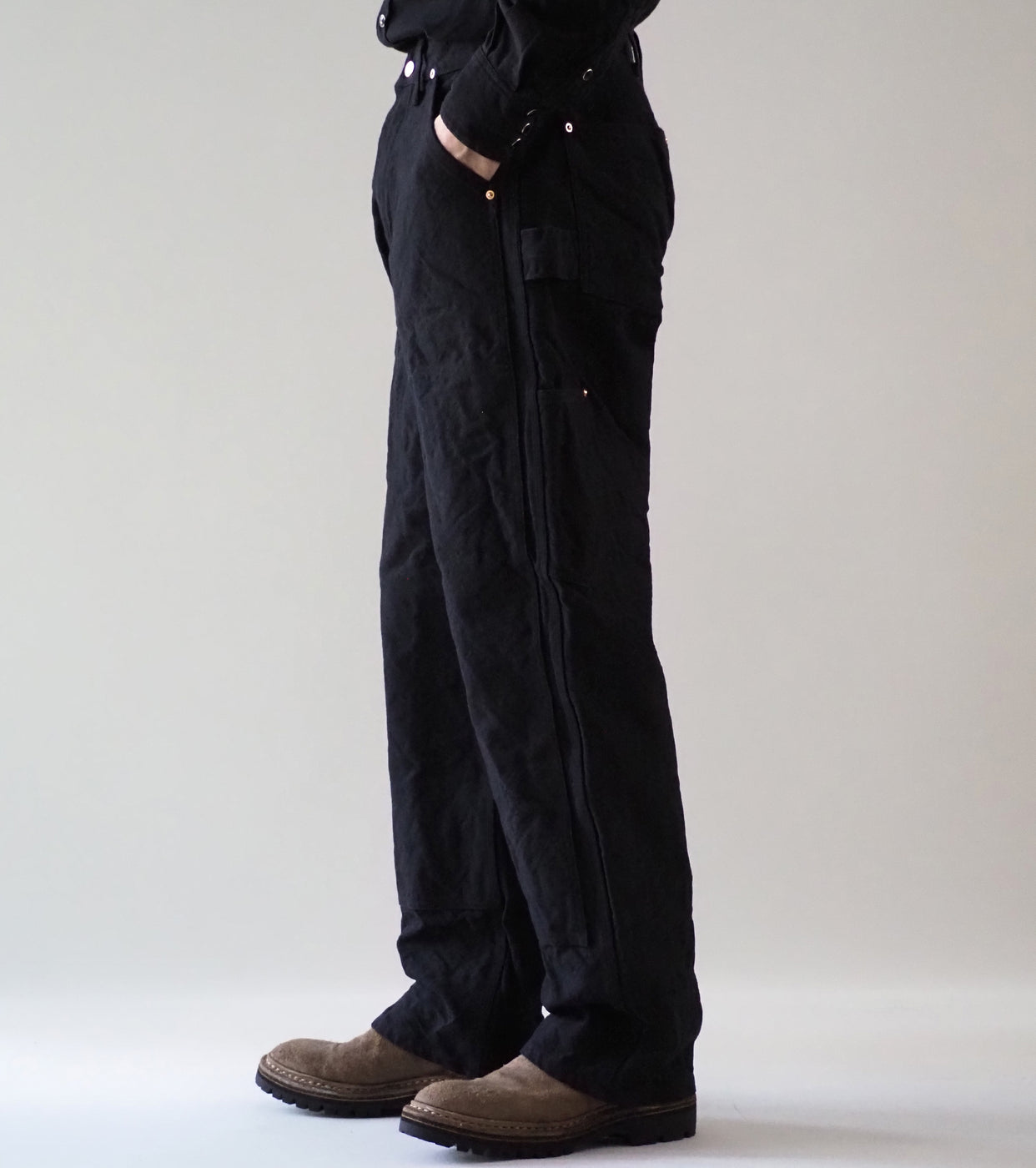 COMOLI コットン ダックペインターパンツ, Black