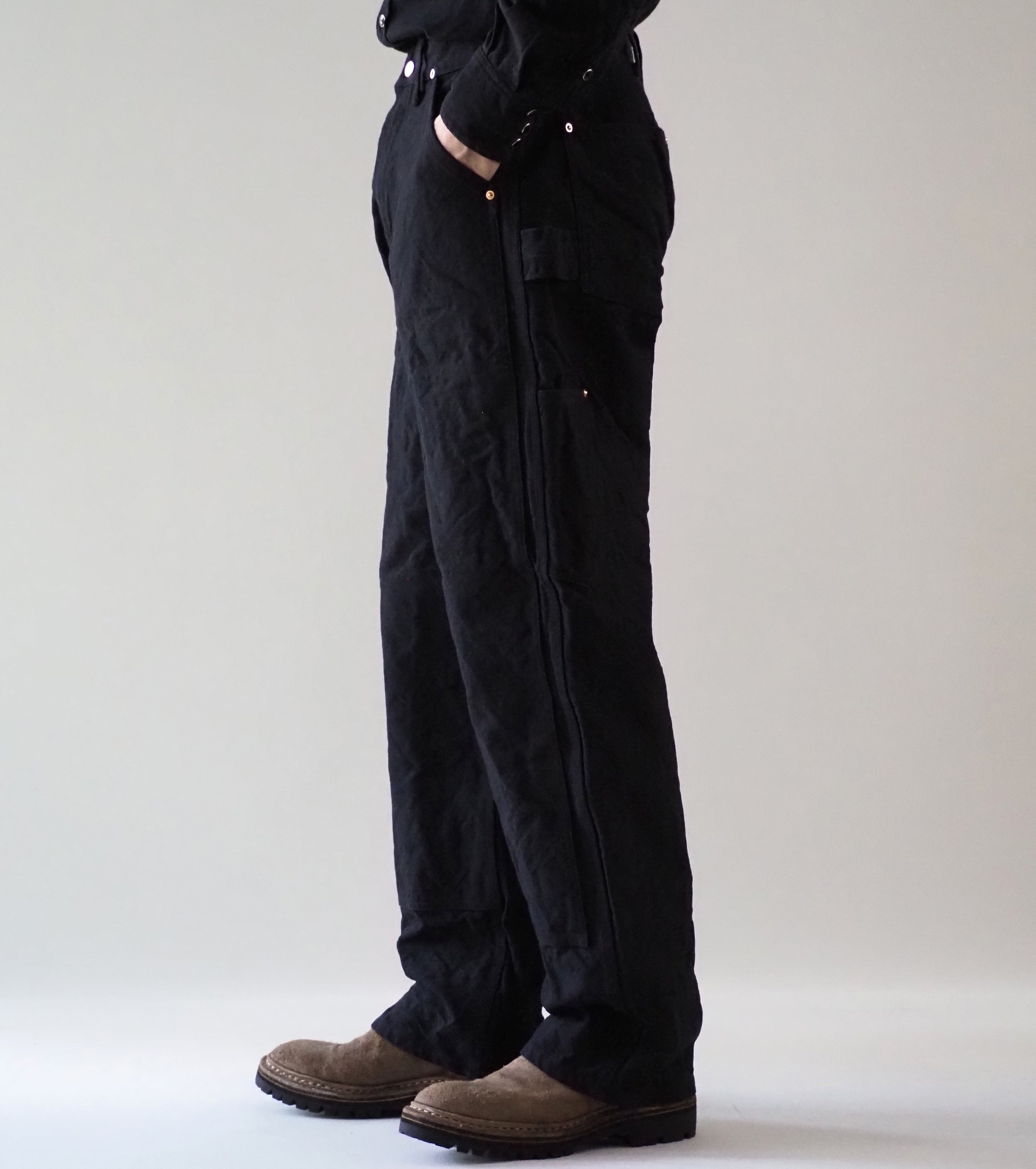 COMOLI コットン ダックペインターパンツ, Black