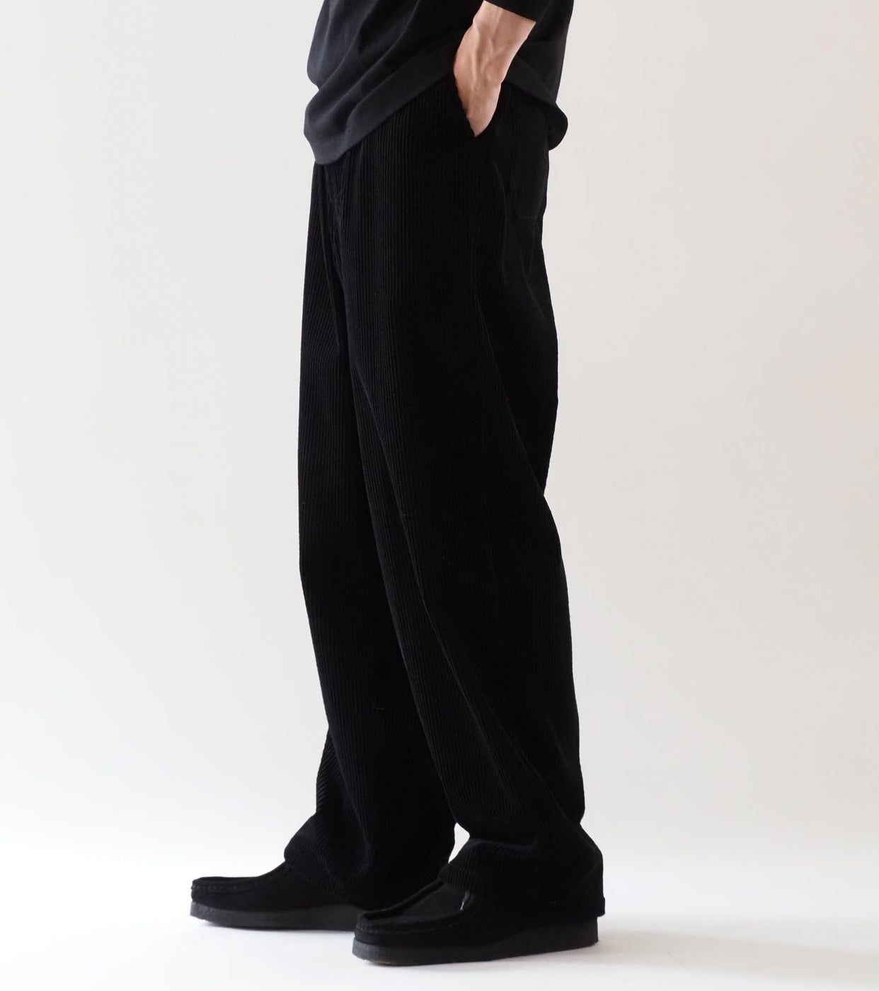 COMOLI Corduroy Drawstring  Pants , Black
