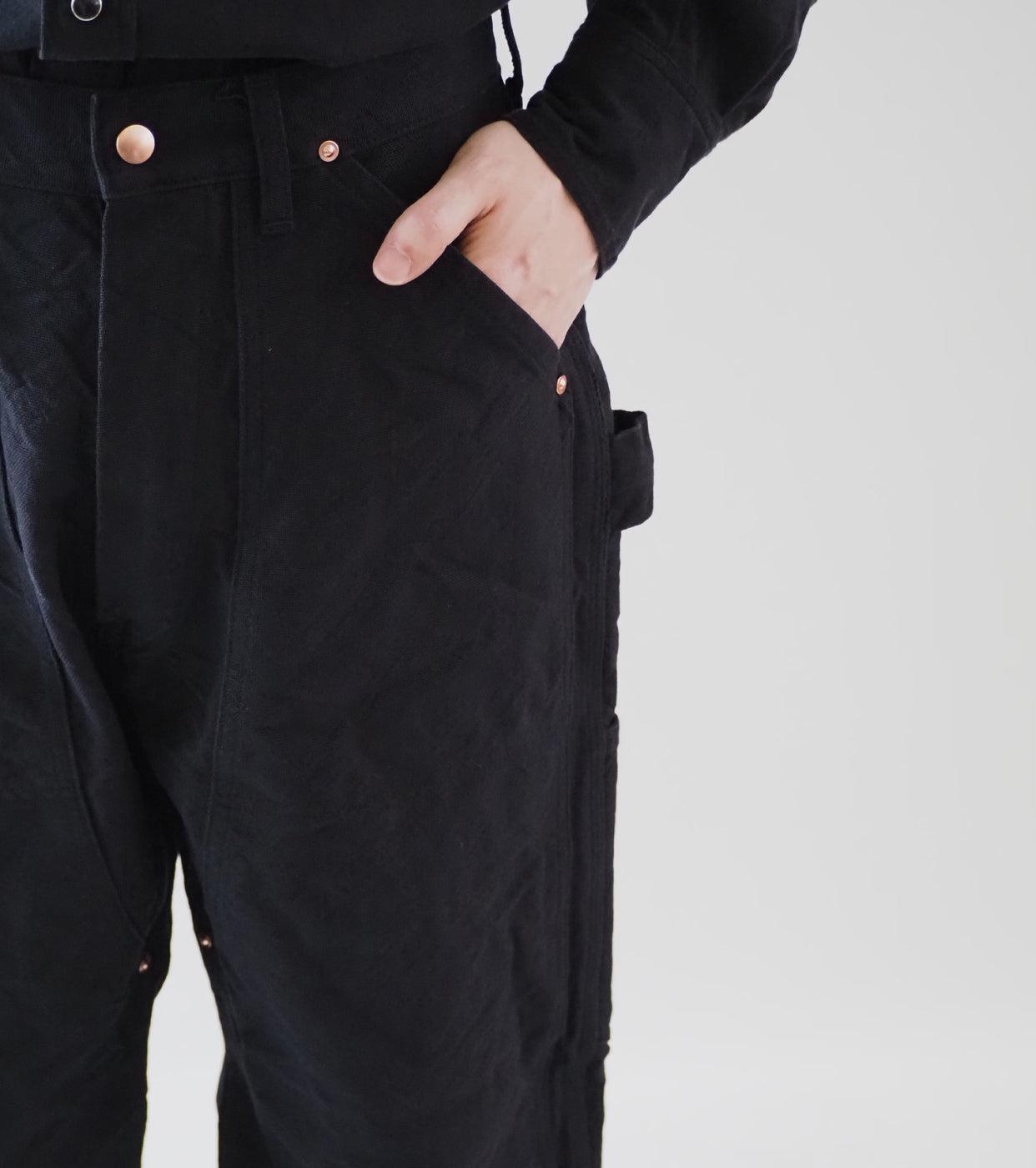 COMOLI コットン ダックペインターパンツ, Black