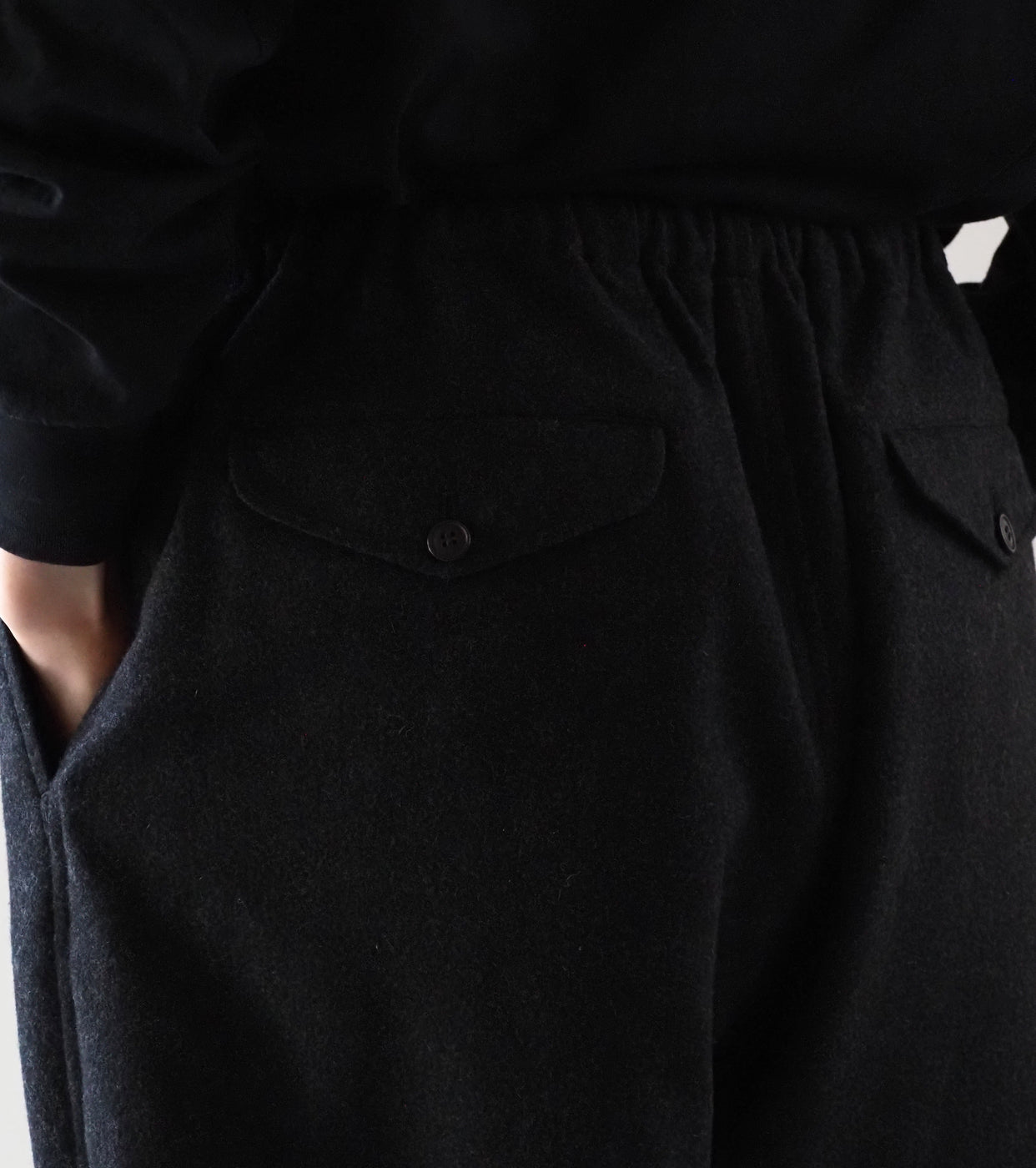 COMOLI カシミヤ ドローストリング パンツ, Charcoal