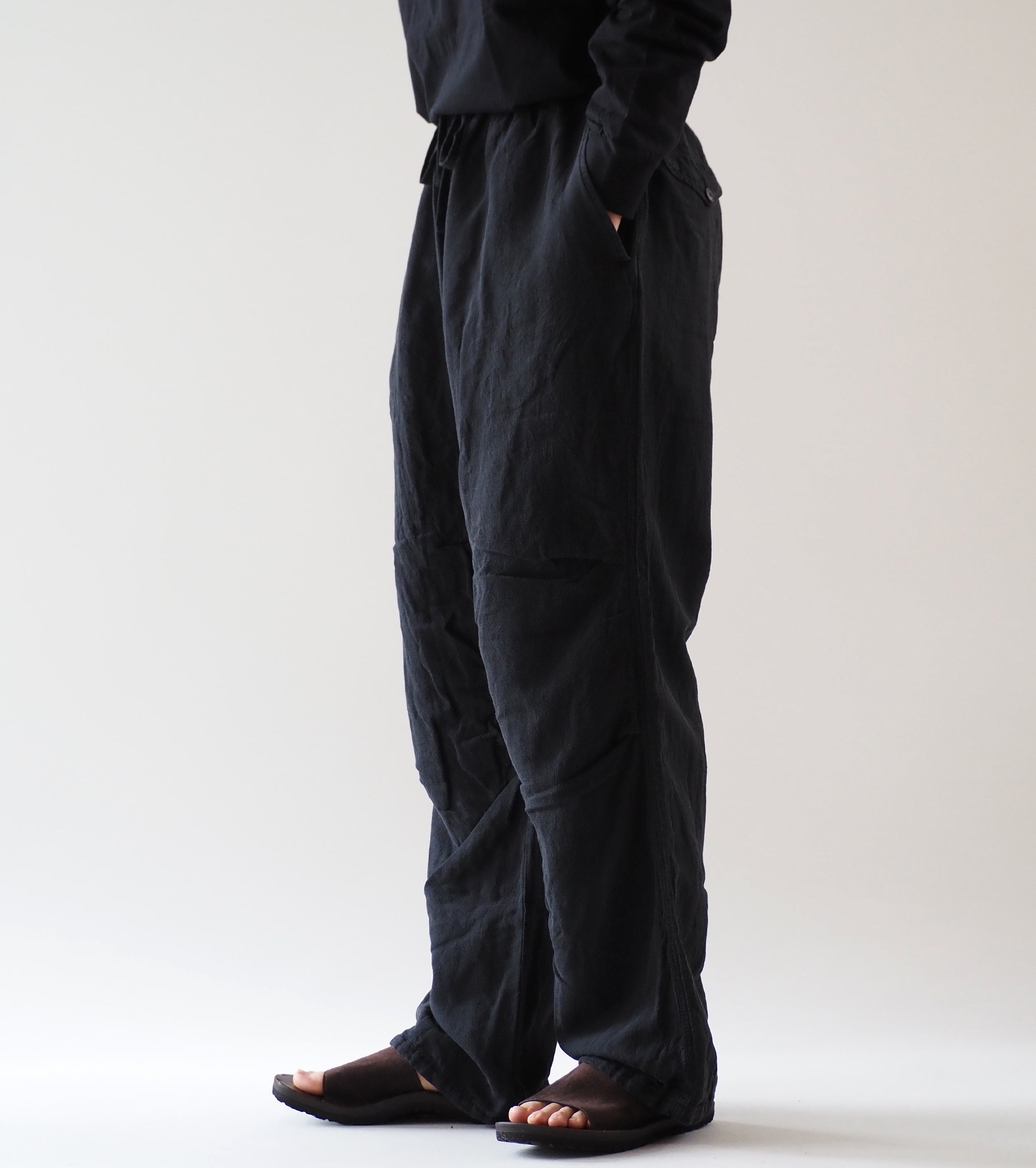 COMOLI Faded Black Knee Tuck Pants, , Fade Black