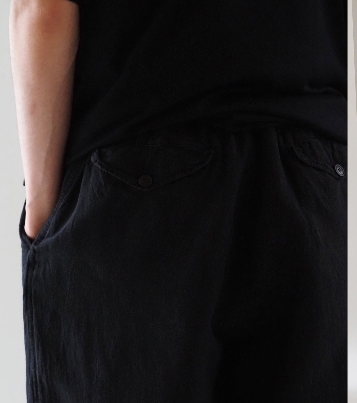 COMOLI シルク コットン ドローストリング パンツ , Fade Black