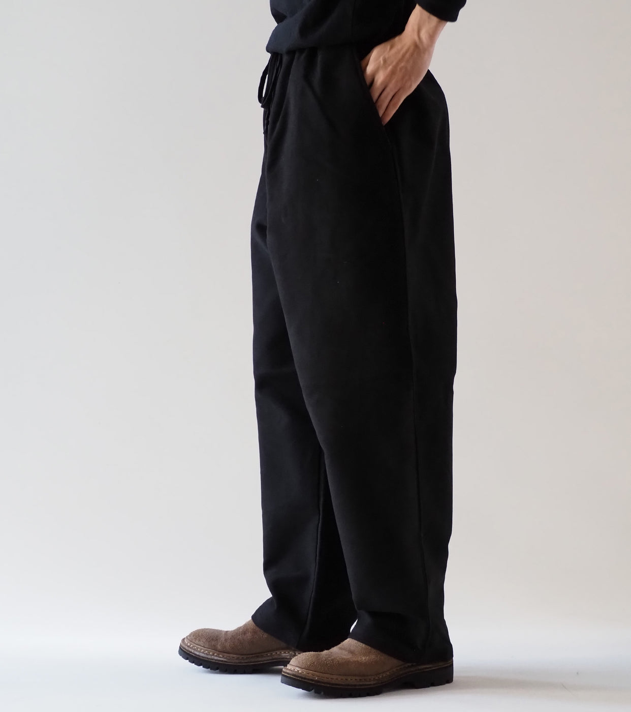 COMOLI モールスキン ドローストリング  パンツ , Black