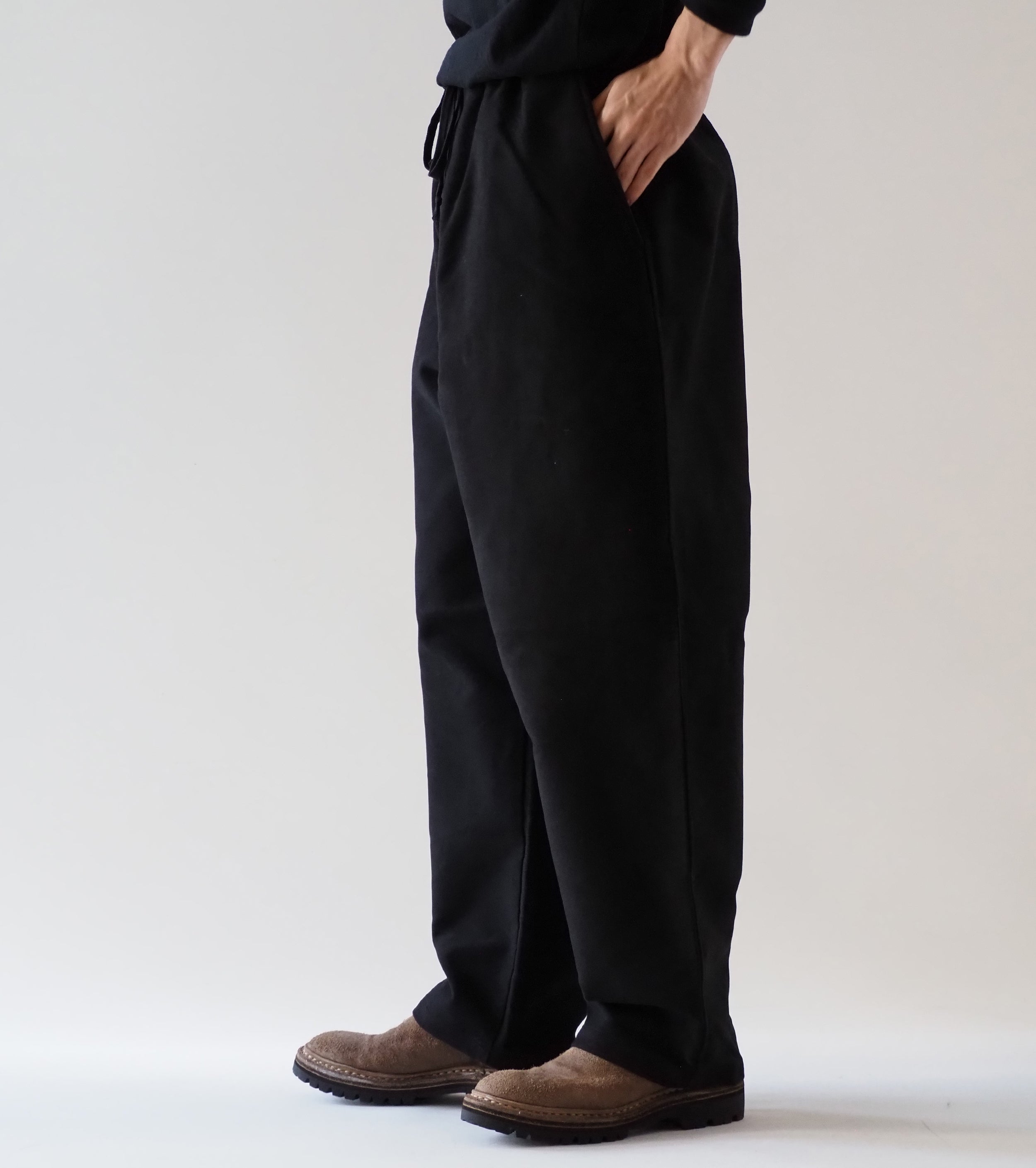 COMOLI モールスキン ドローストリング  パンツ , Black