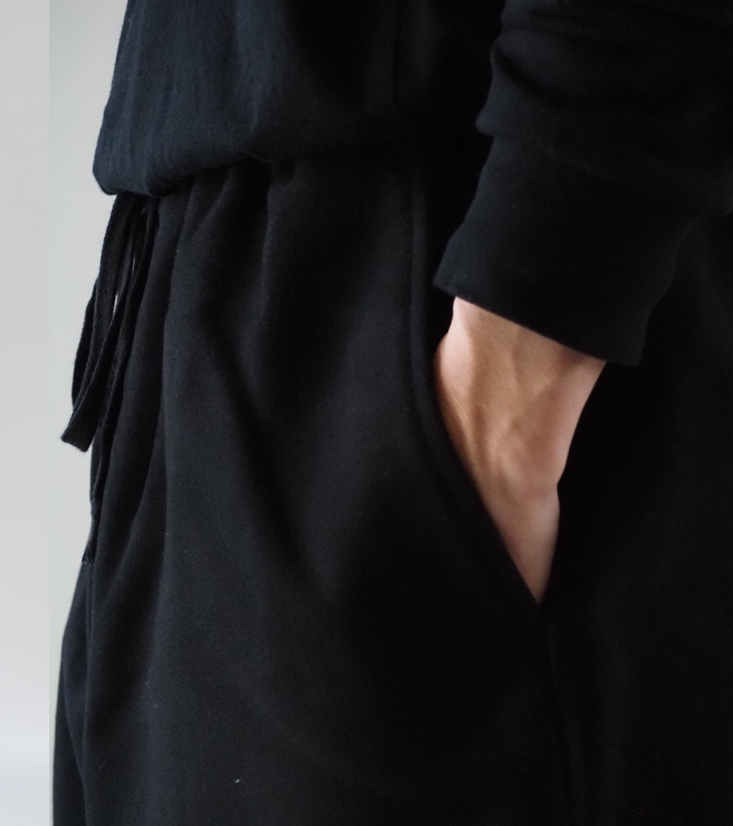 COMOLI モールスキン ドローストリング  パンツ , Black