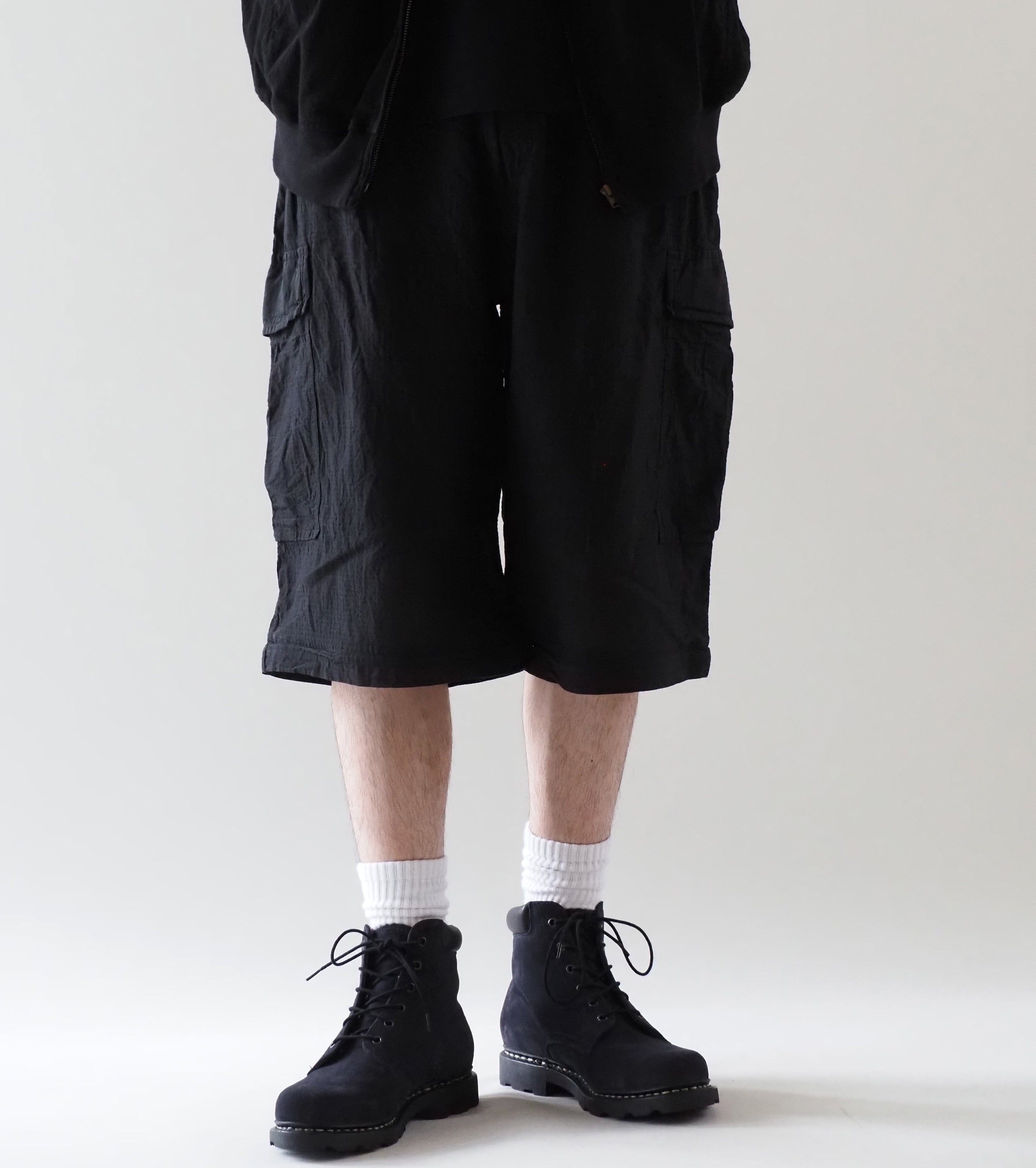 COMOLI リップ ストップ コンバーティブル  6P パンツ , Black