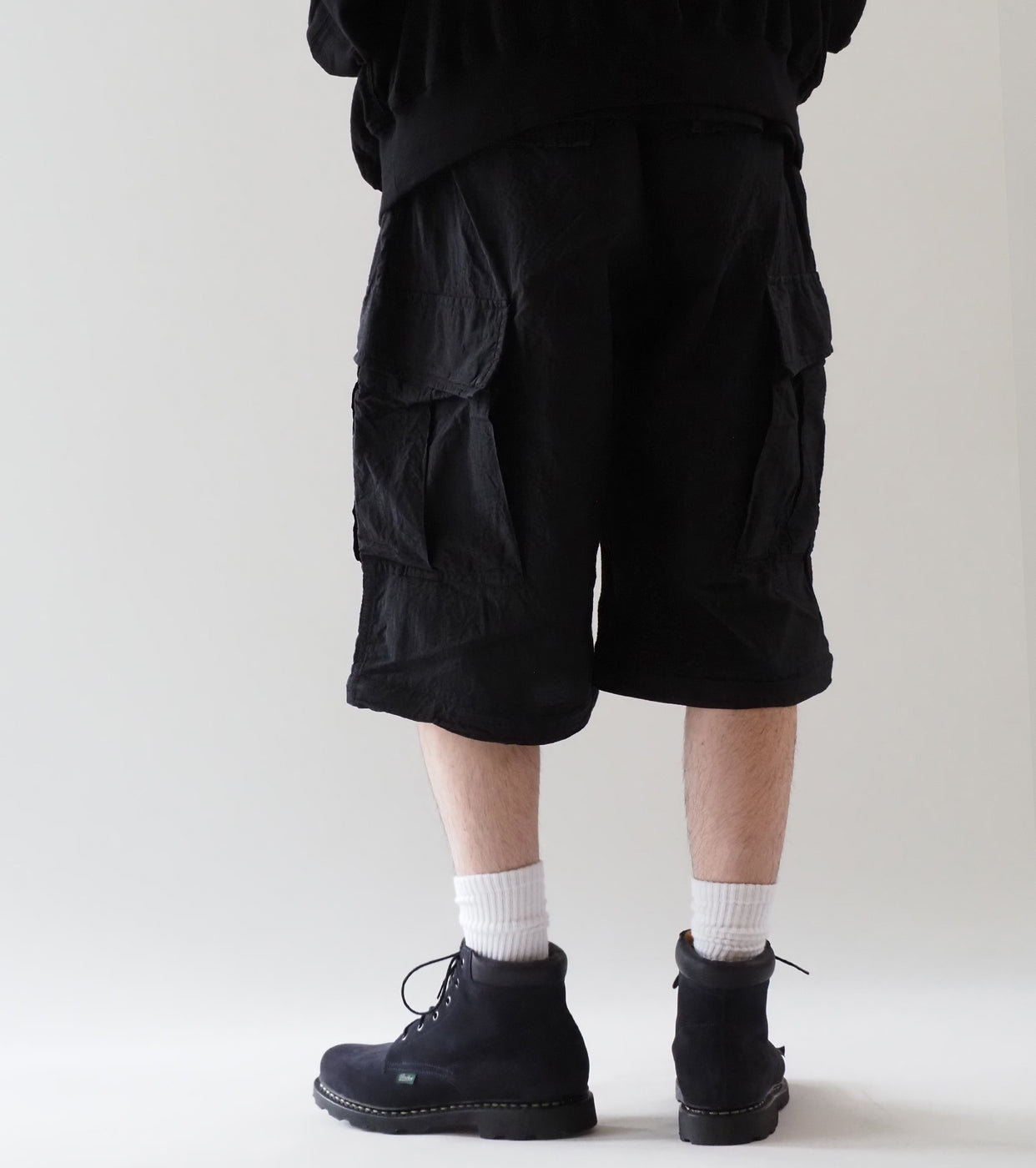 COMOLI リップ ストップ コンバーティブル  6P パンツ , Black