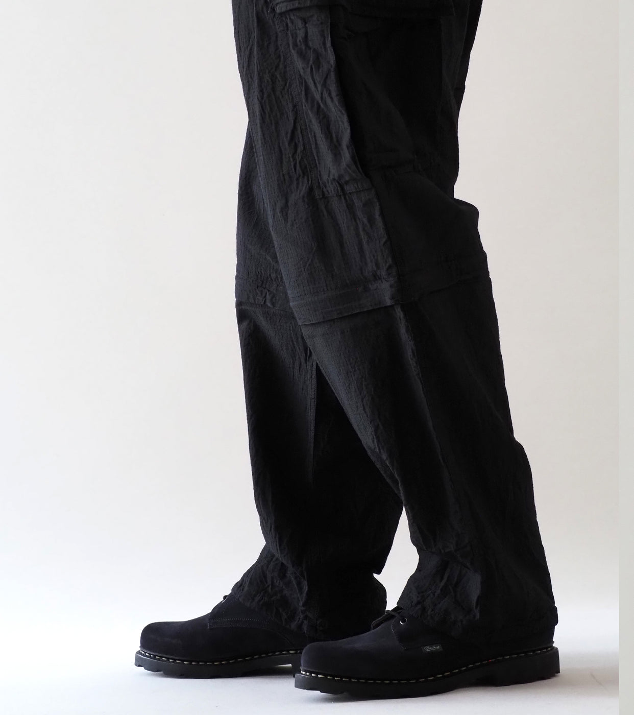 COMOLI リップ ストップ コンバーティブル  6P パンツ , Black