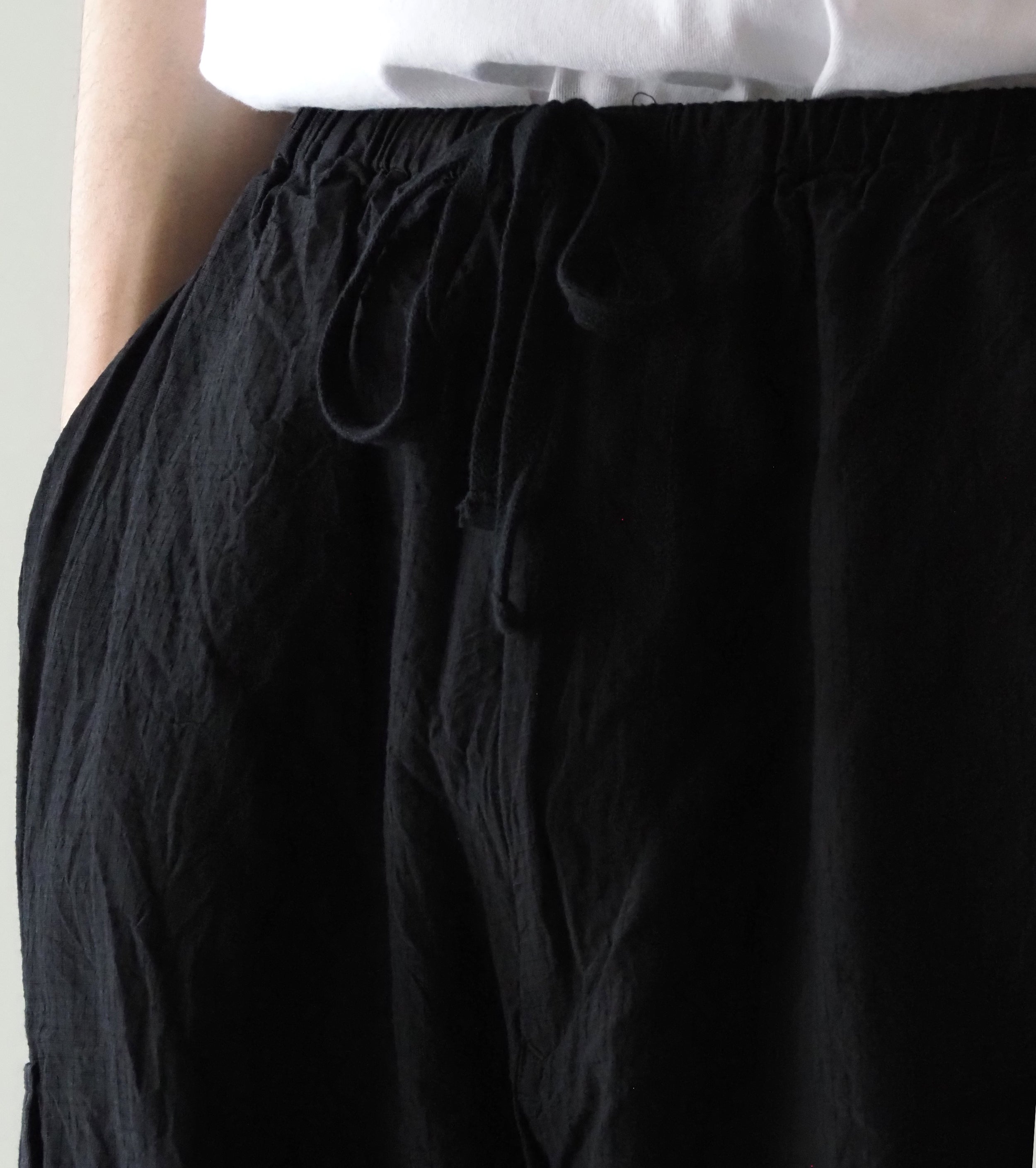 COMOLI リップ ストップ コンバーティブル  6P パンツ , Black