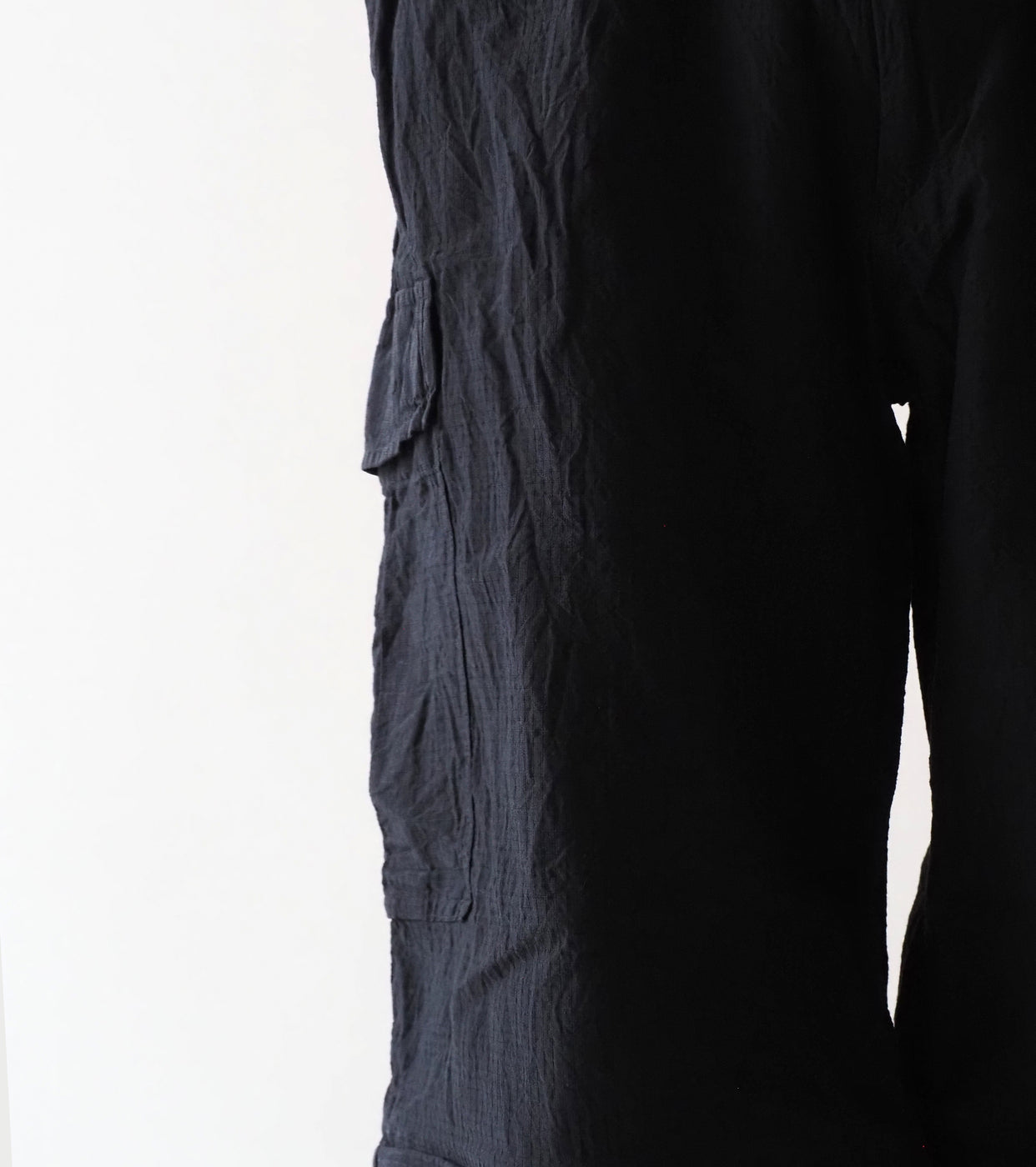 COMOLI リップ ストップ コンバーティブル  6P パンツ , Black
