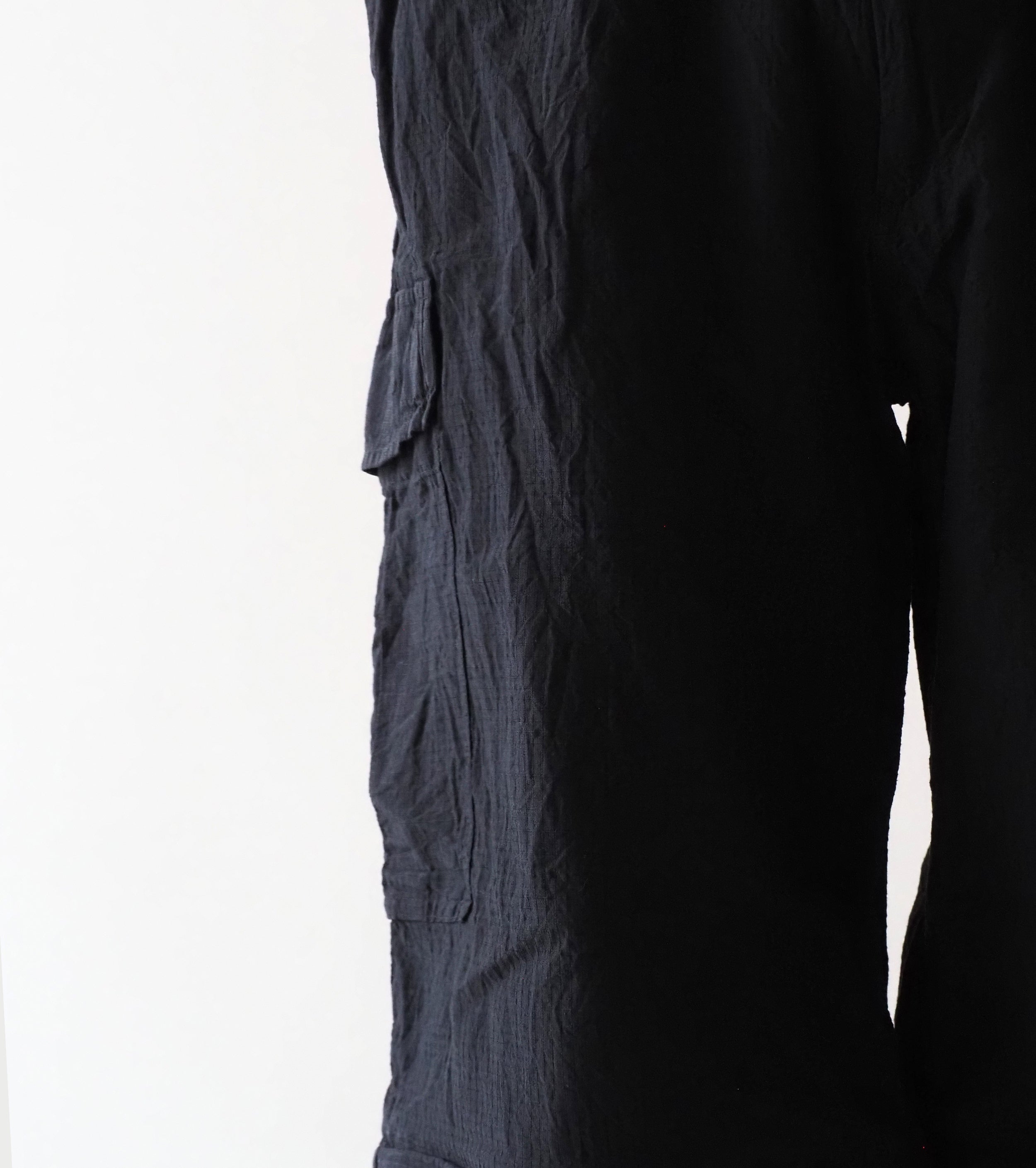 COMOLI リップ ストップ コンバーティブル  6P パンツ , Black