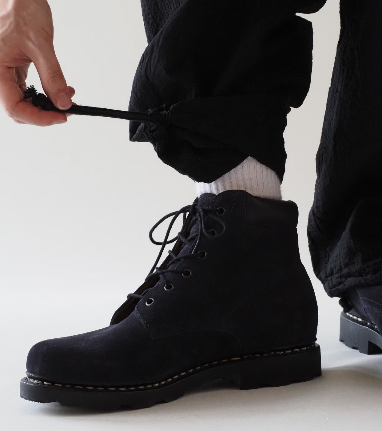 COMOLI リップ ストップ コンバーティブル  6P パンツ , Black