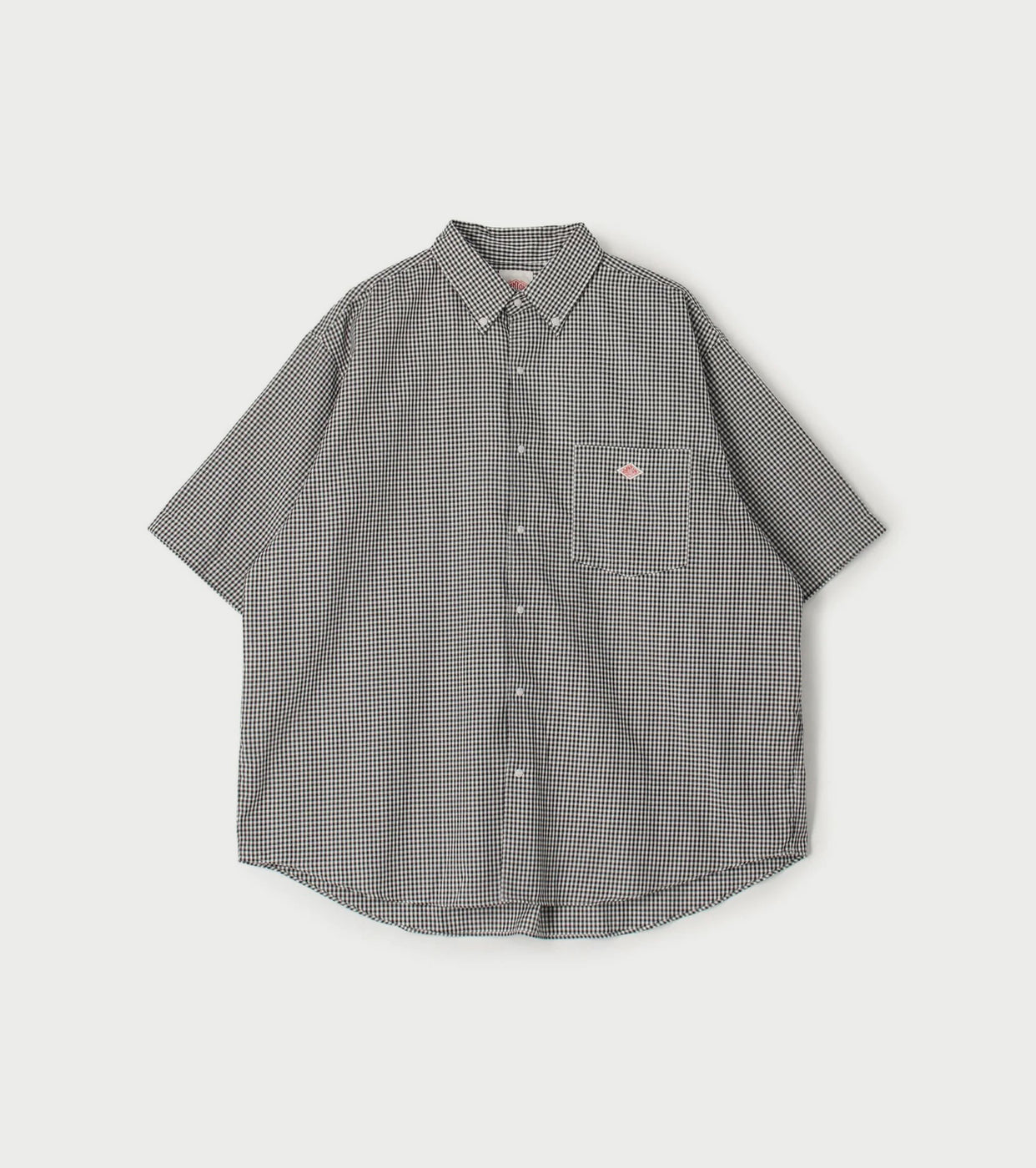 DANTON オックス フォード ショート スリーブ ボタンダウン シャツ , Black × Gingham