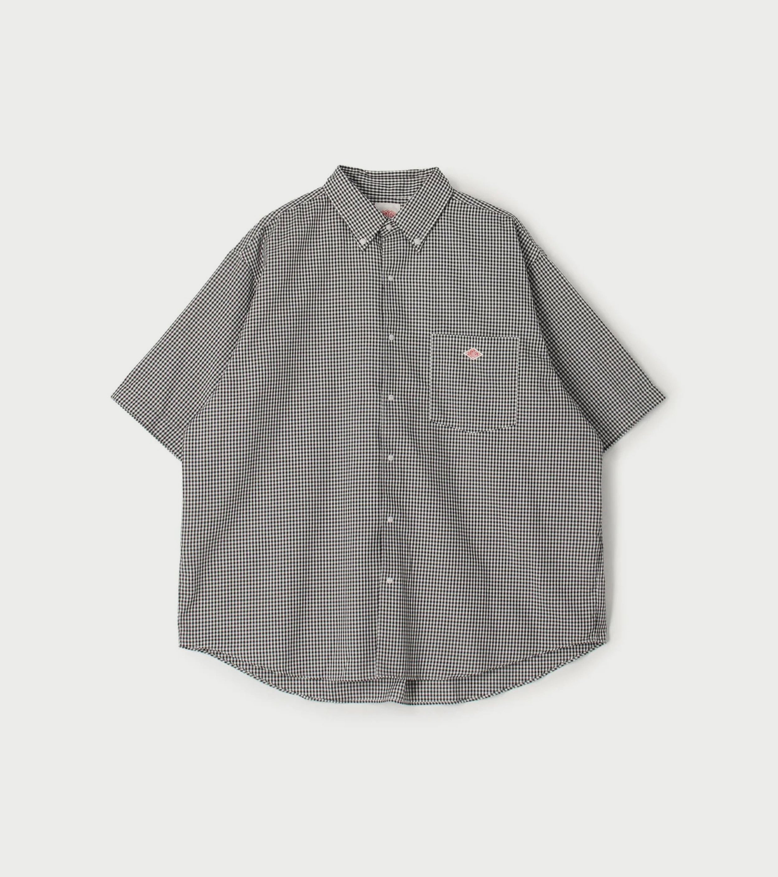 DANTON オックス フォード ショート スリーブ ボタンダウン シャツ , Black × Gingham