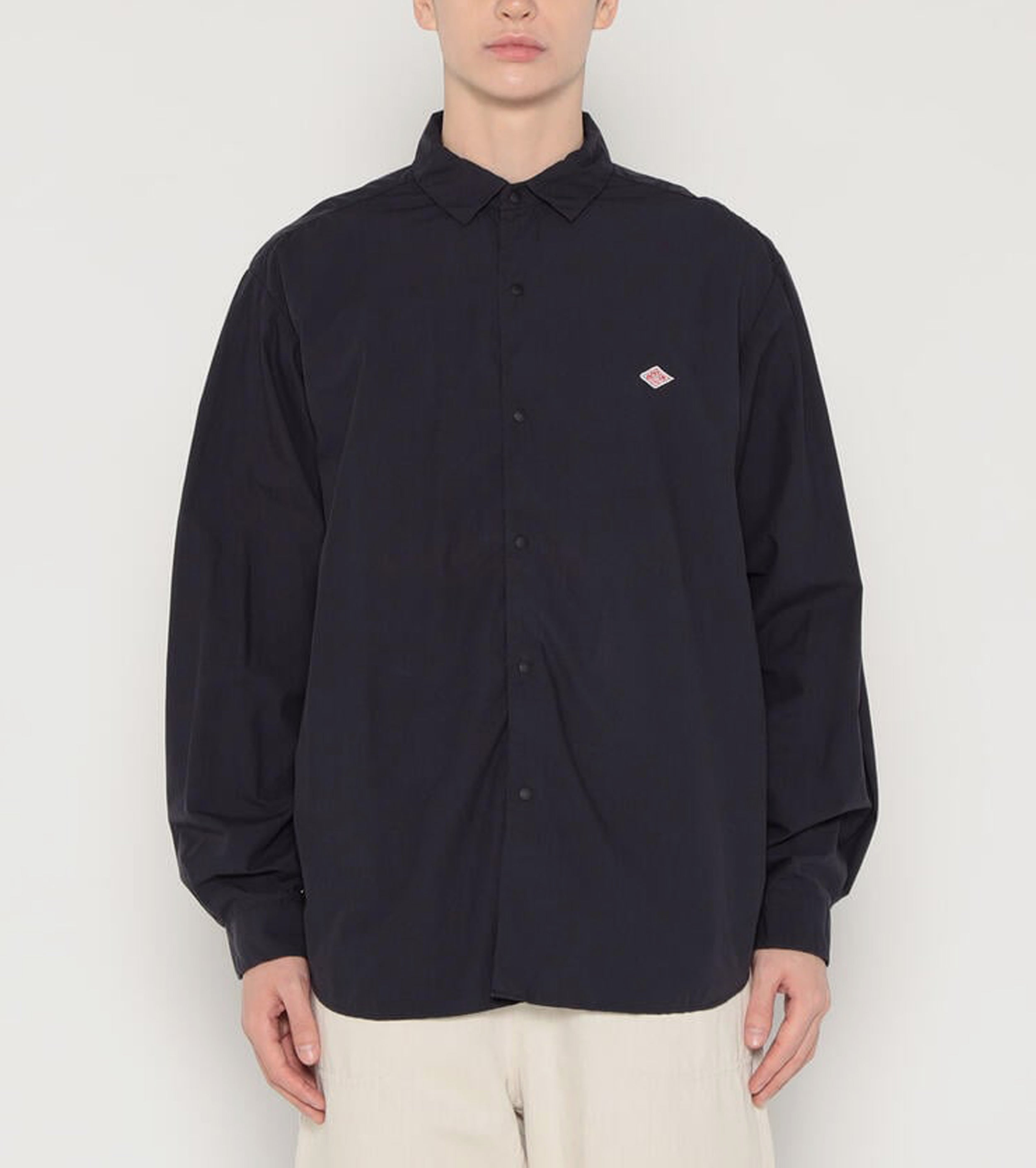 DANTON コットン タイプ ライター リンクルド シャツ , Navy
