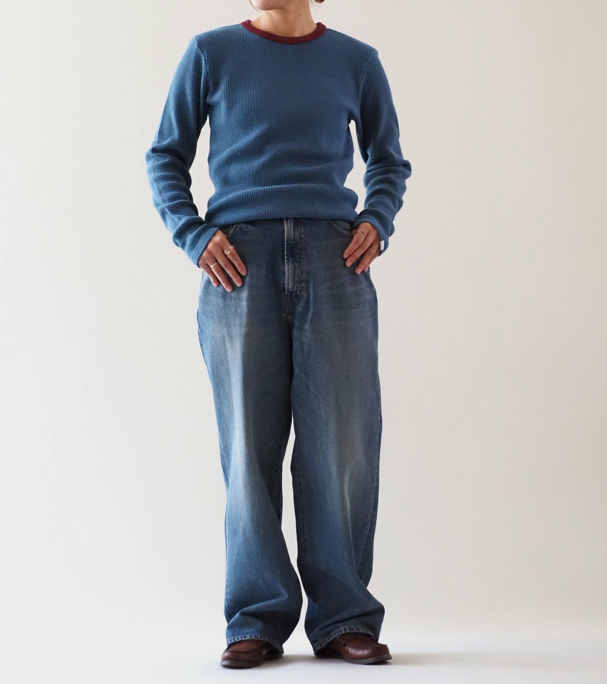 Oblada ワッフル ロング スリーブ , Blue × Red