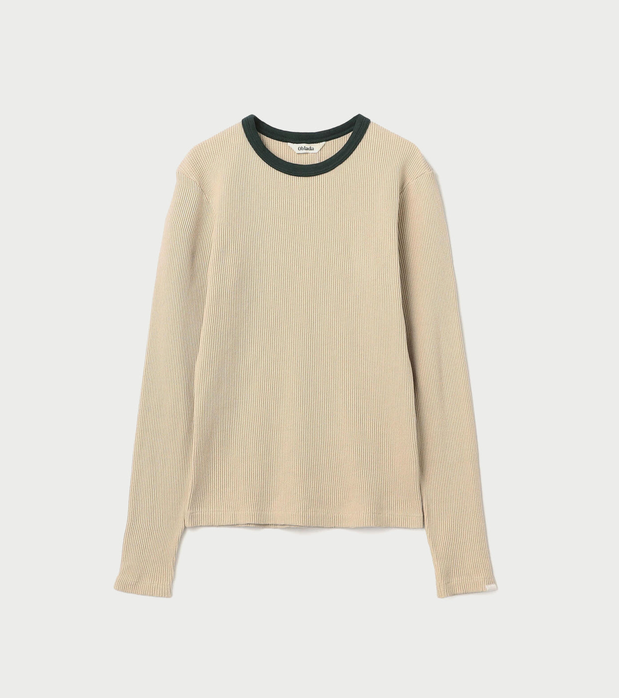 Oblada ワッフル ロング スリーブ , Beige × Green