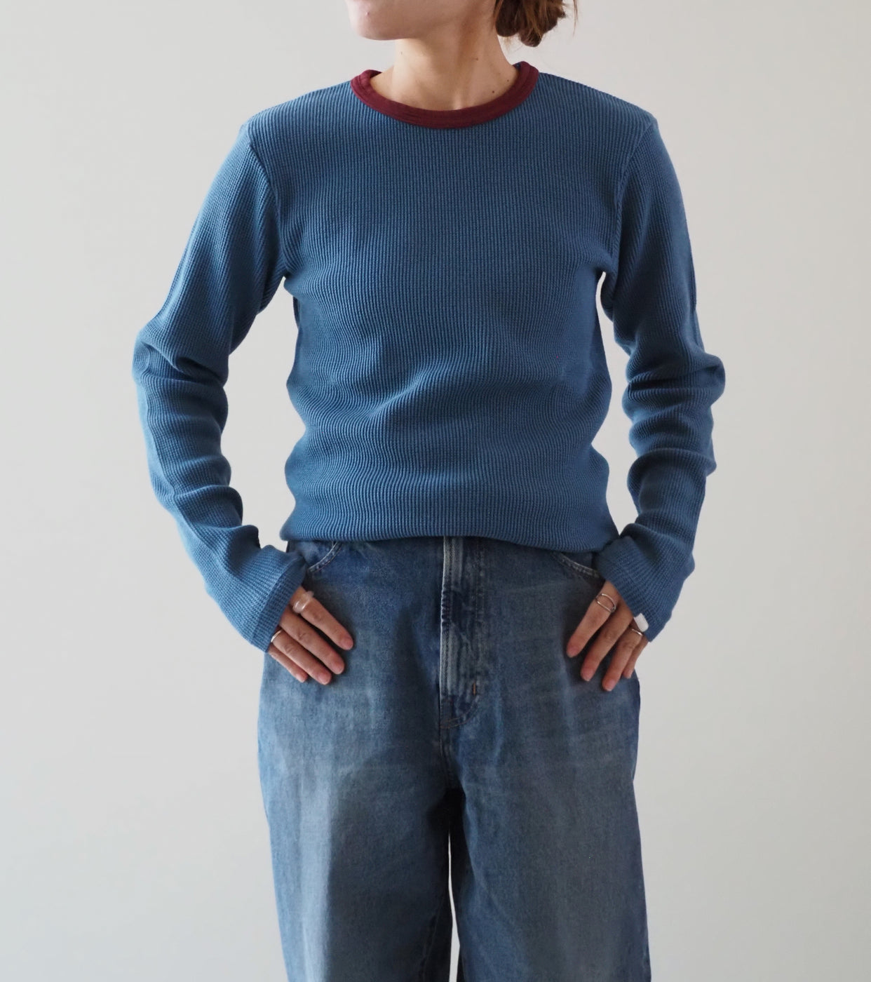 Oblada ワッフル ロング スリーブ , Blue × Red