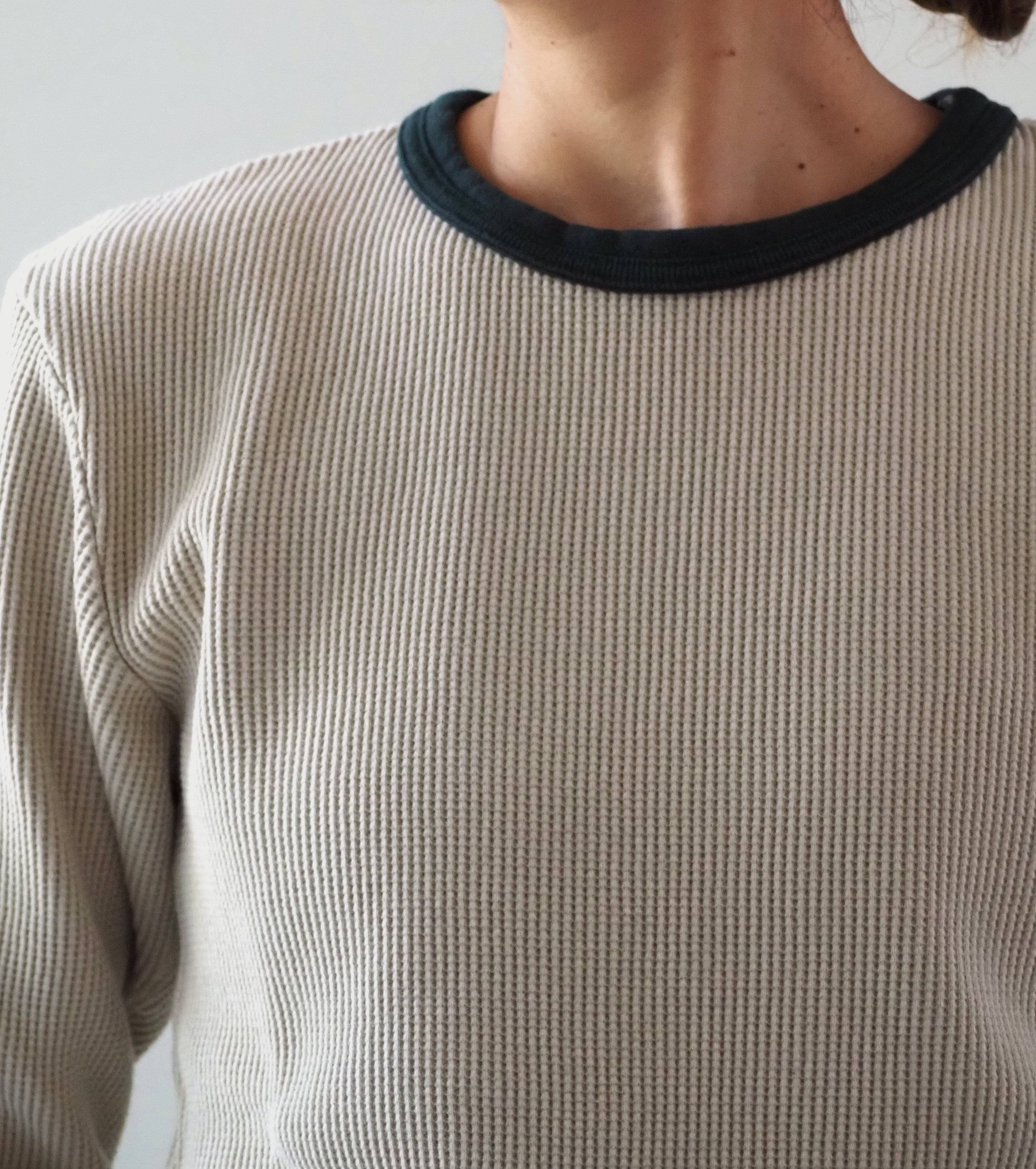 Oblada ワッフル ロング スリーブ , Beige × Green