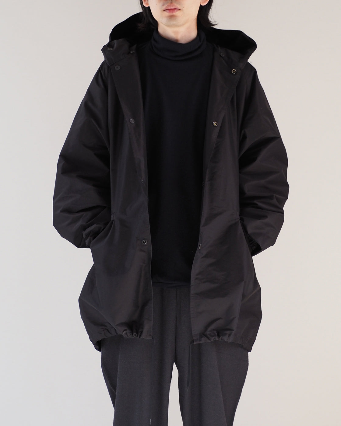 通販販売 【希少】comoli コットンシルクフーデッドコート navy 1 20aw