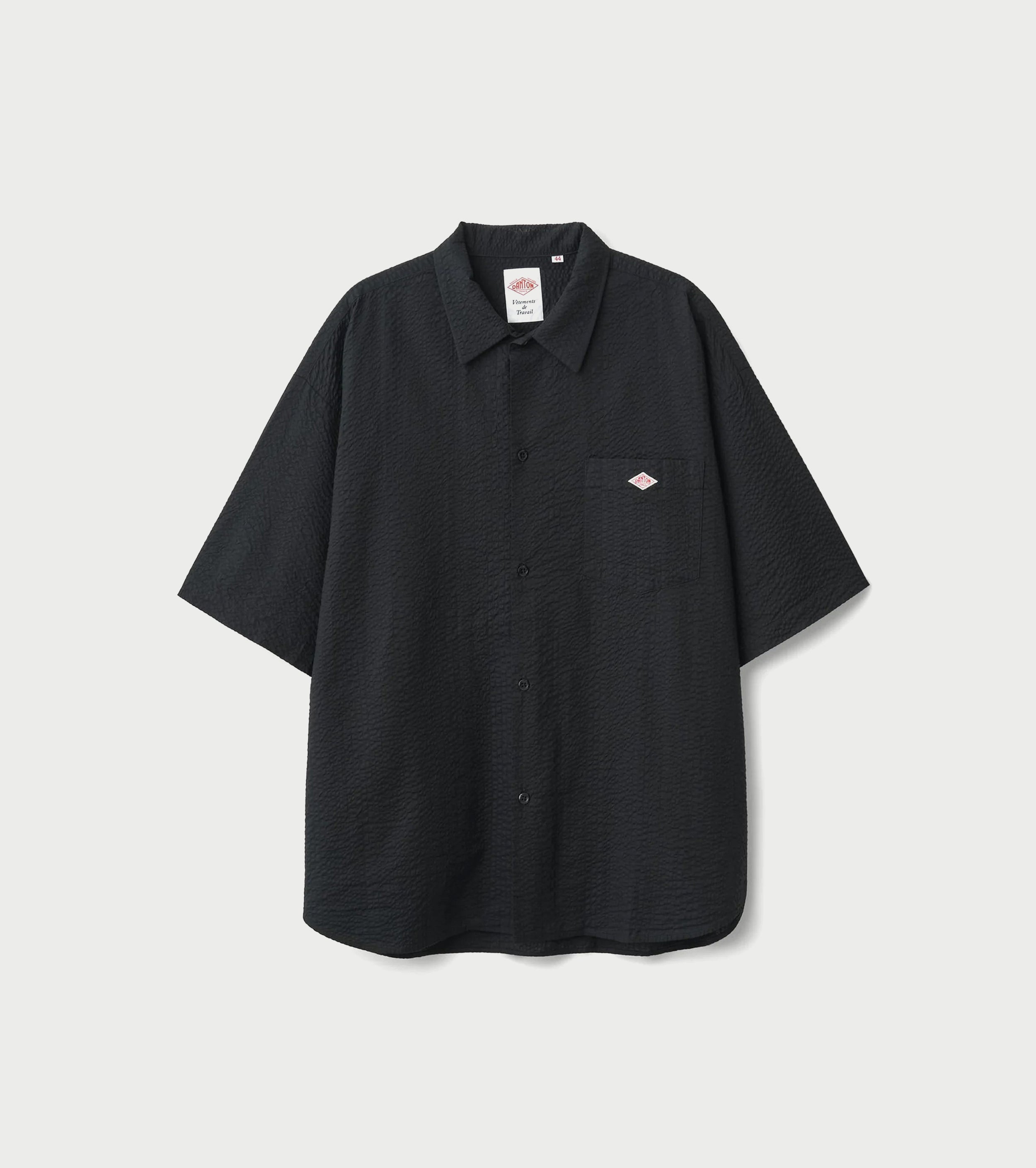 DANTON Seersucker Short Sleeve Work Shirt, Black