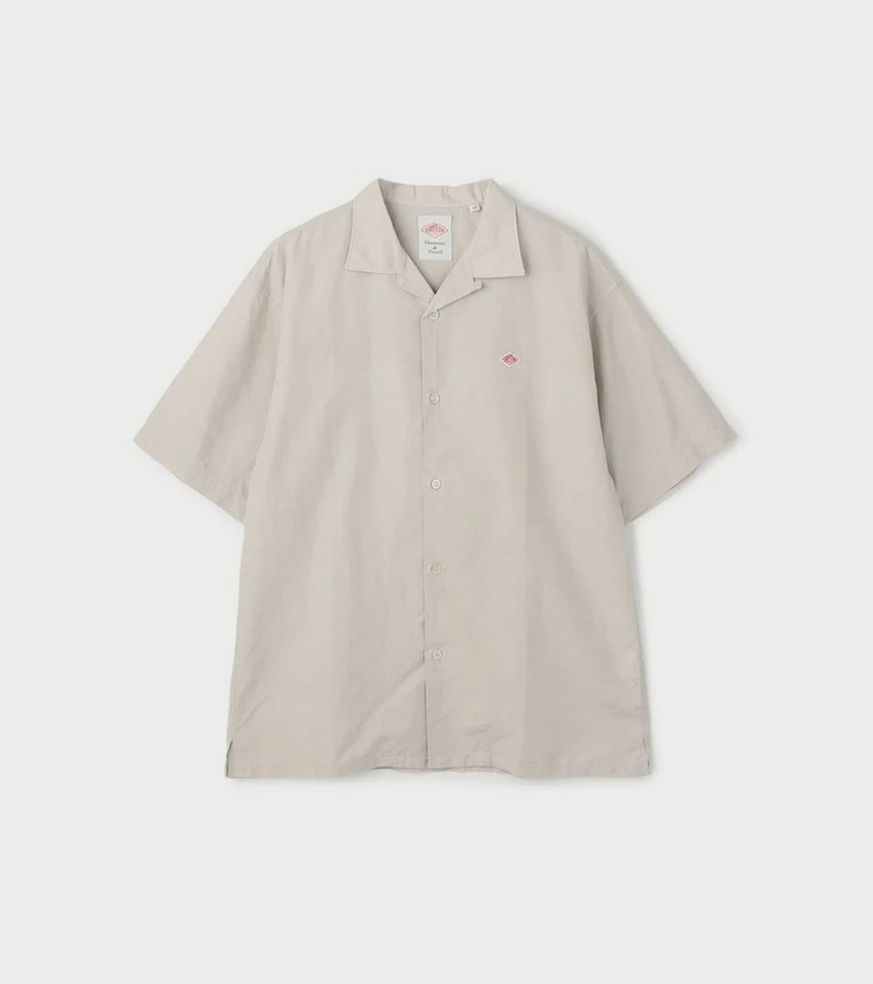 DANTON コットン リネン スラブ オープンカラー シャツ , Greige