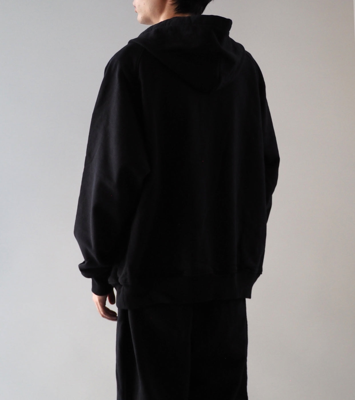COMOLI コットン 裏毛 ジップパーカ , Black